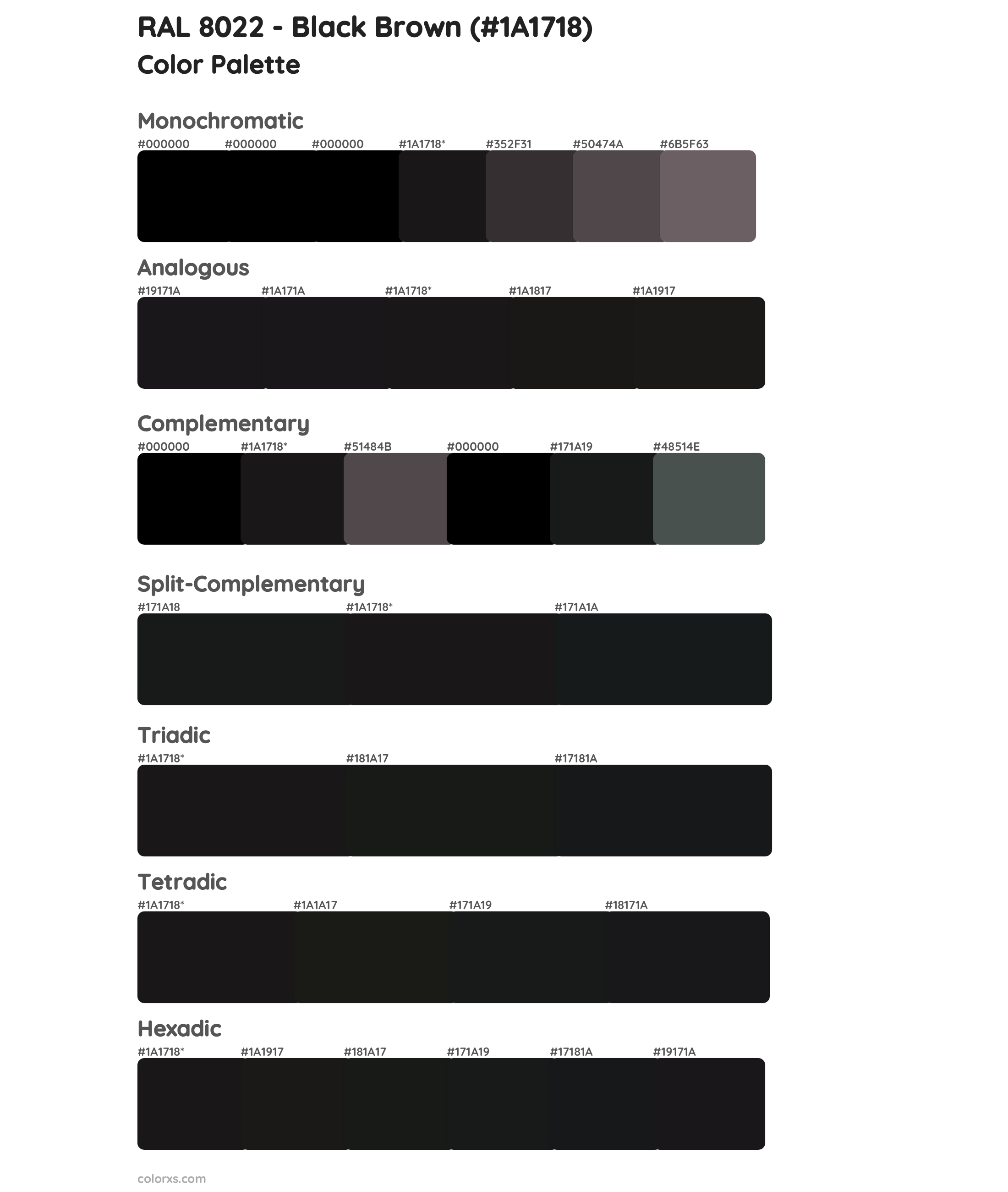RAL 8022 - Black Brown Color Scheme Palettes