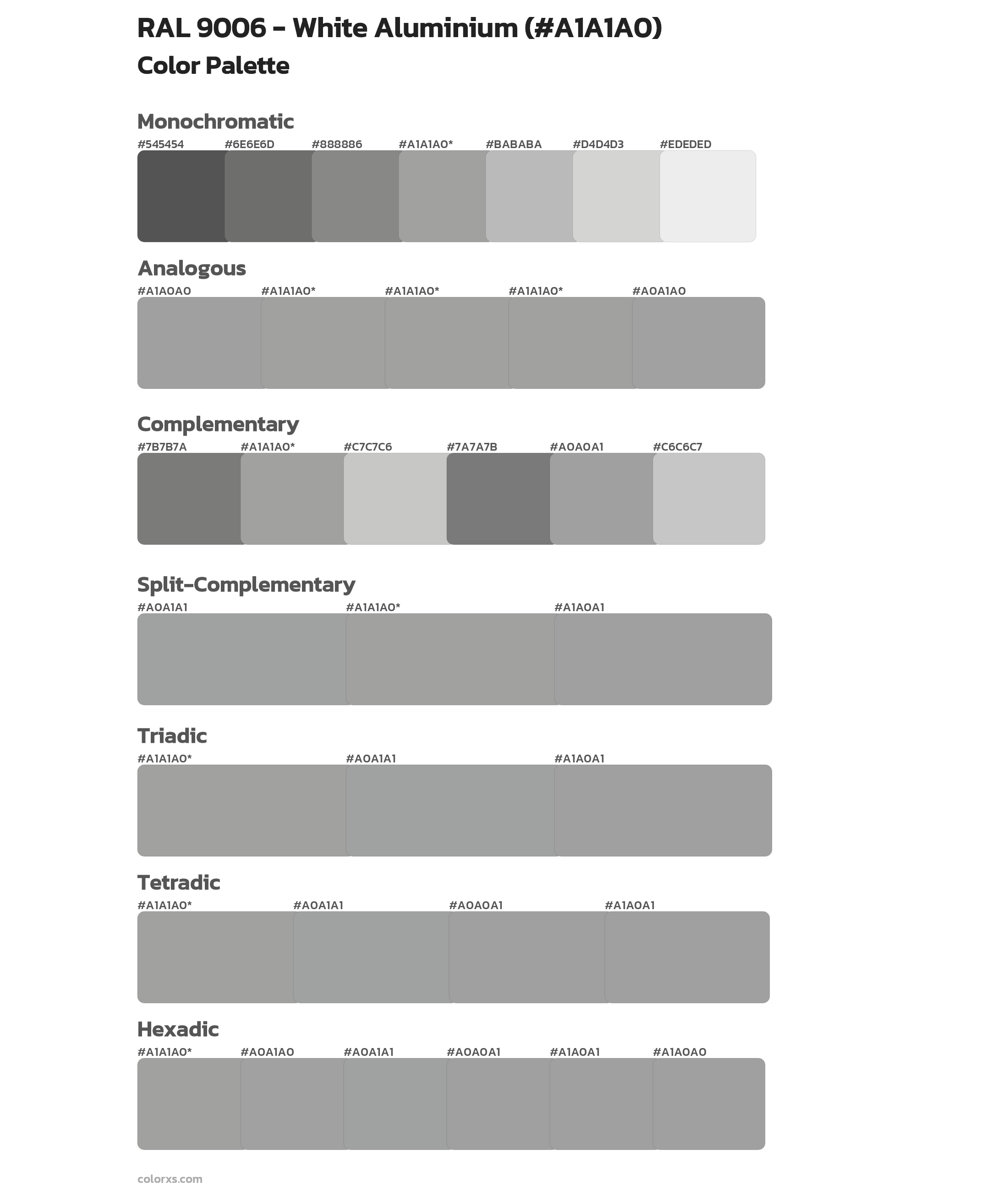 RAL 9006 - White Aluminium Color Scheme Palettes