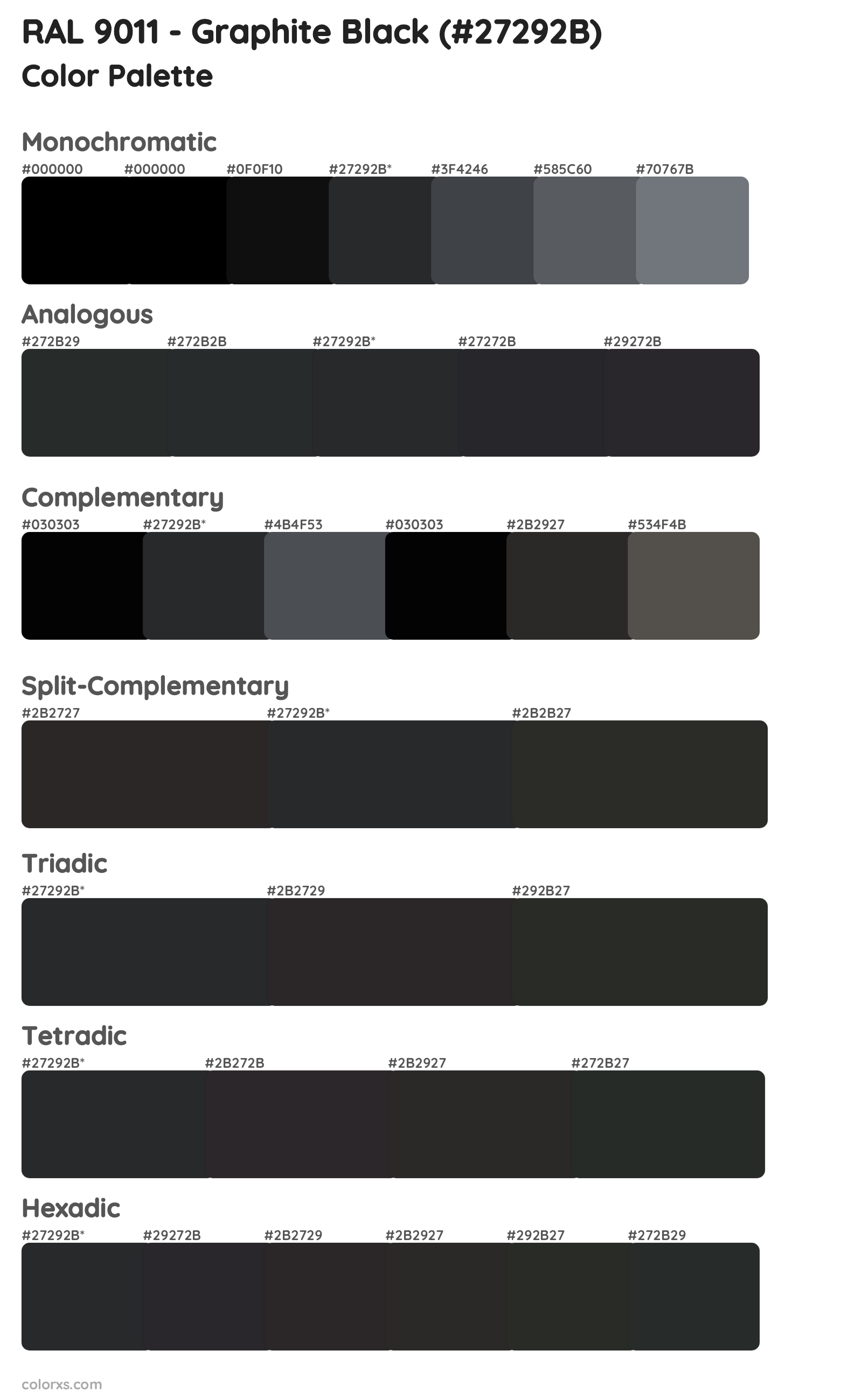 RAL 9011 - Graphite Black Color Scheme Palettes