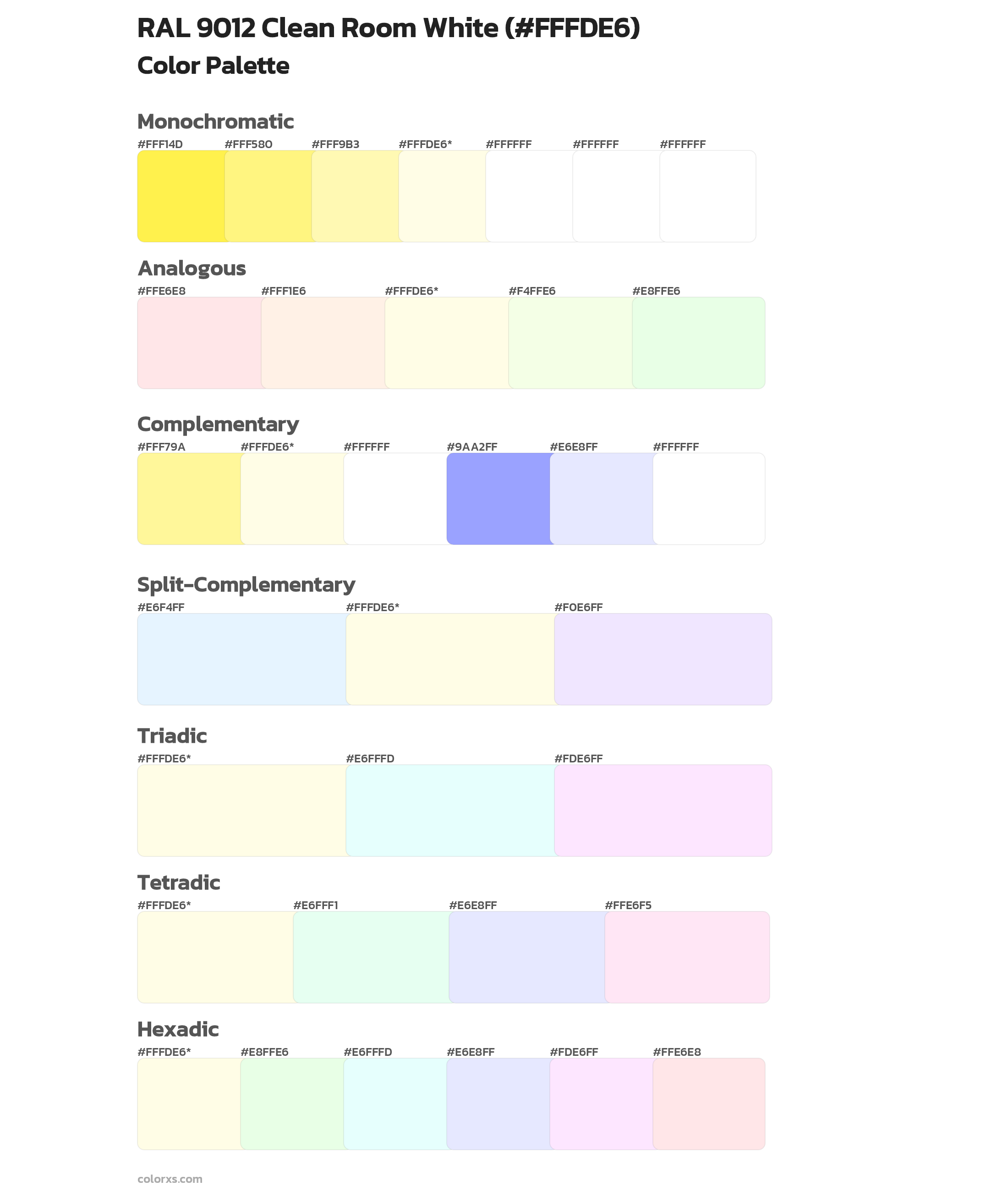 RAL 9012 Clean Room White Color Scheme Palettes
