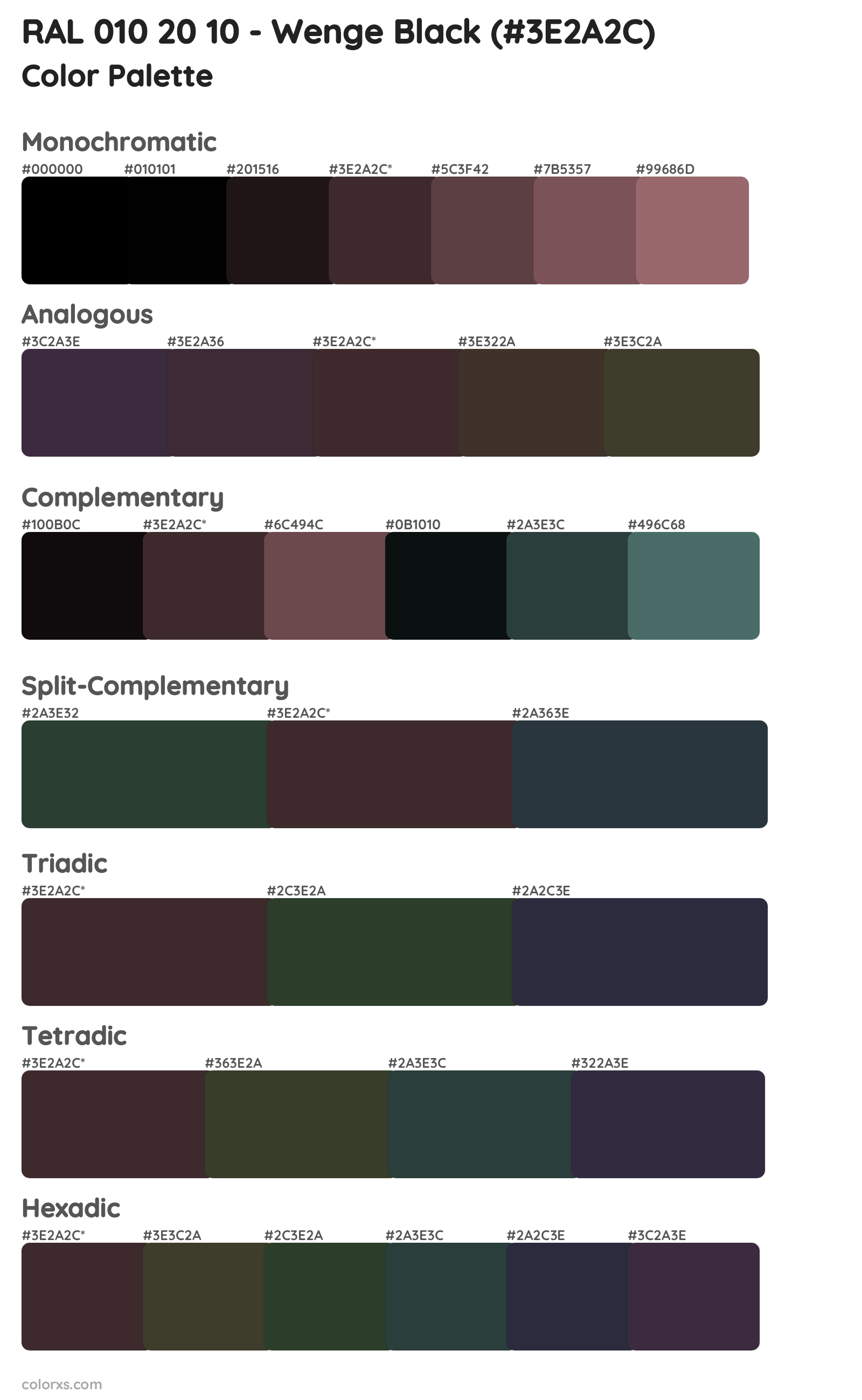 RAL 010 20 10 - Wenge Black Color Scheme Palettes