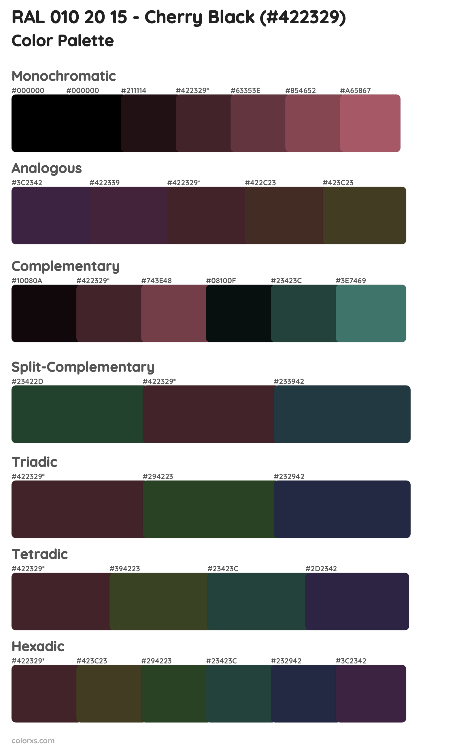 RAL 010 20 15 - Cherry Black Color Scheme Palettes
