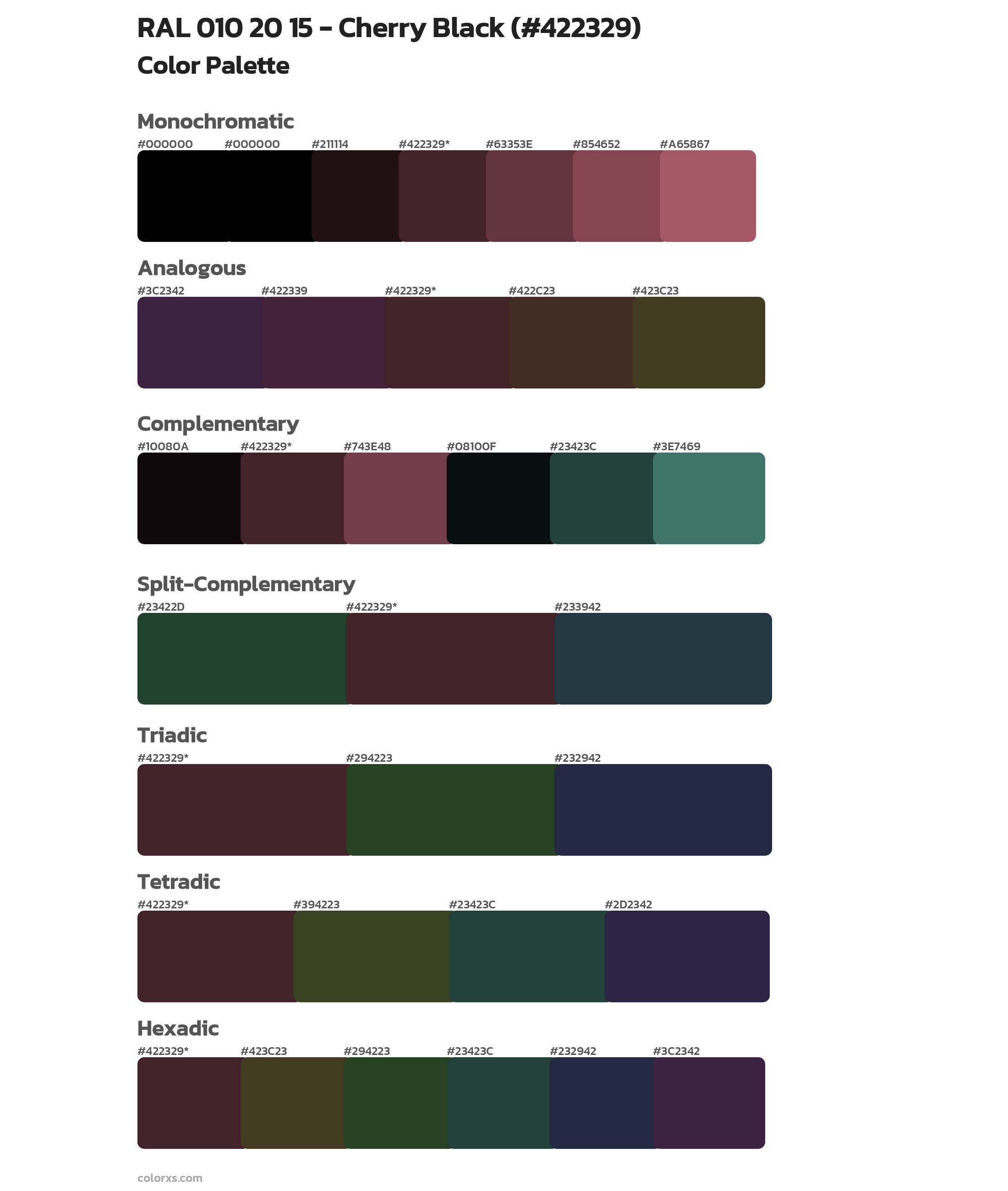 RAL 010 20 15 - Cherry Black Color Scheme Palettes