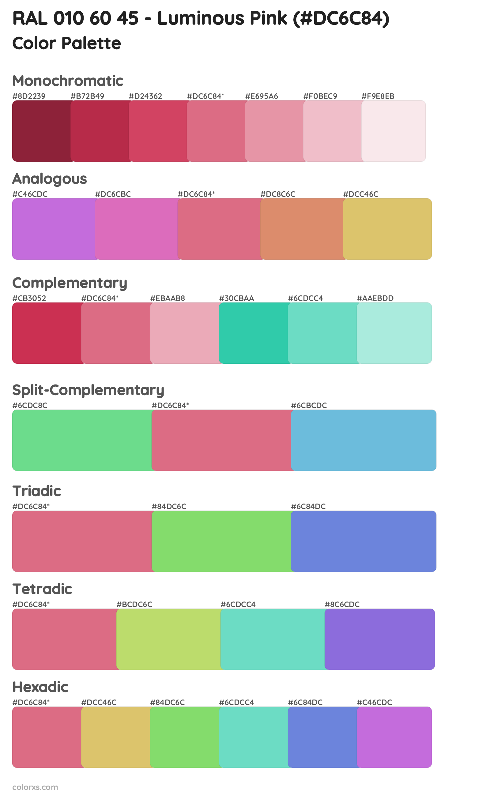 RAL 010 60 45 - Luminous Pink Color Scheme Palettes
