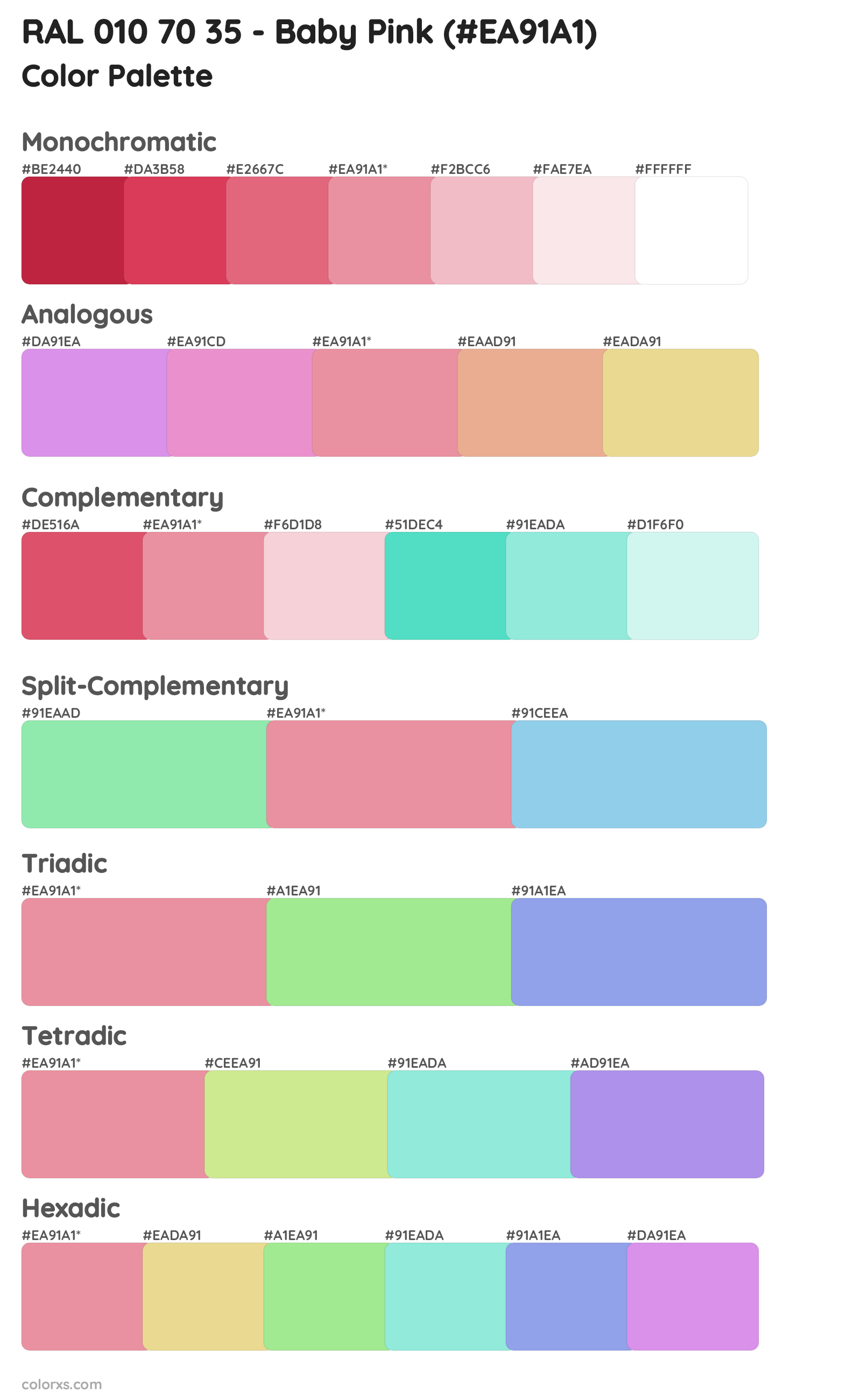 RAL 010 70 35 - Baby Pink Color Scheme Palettes