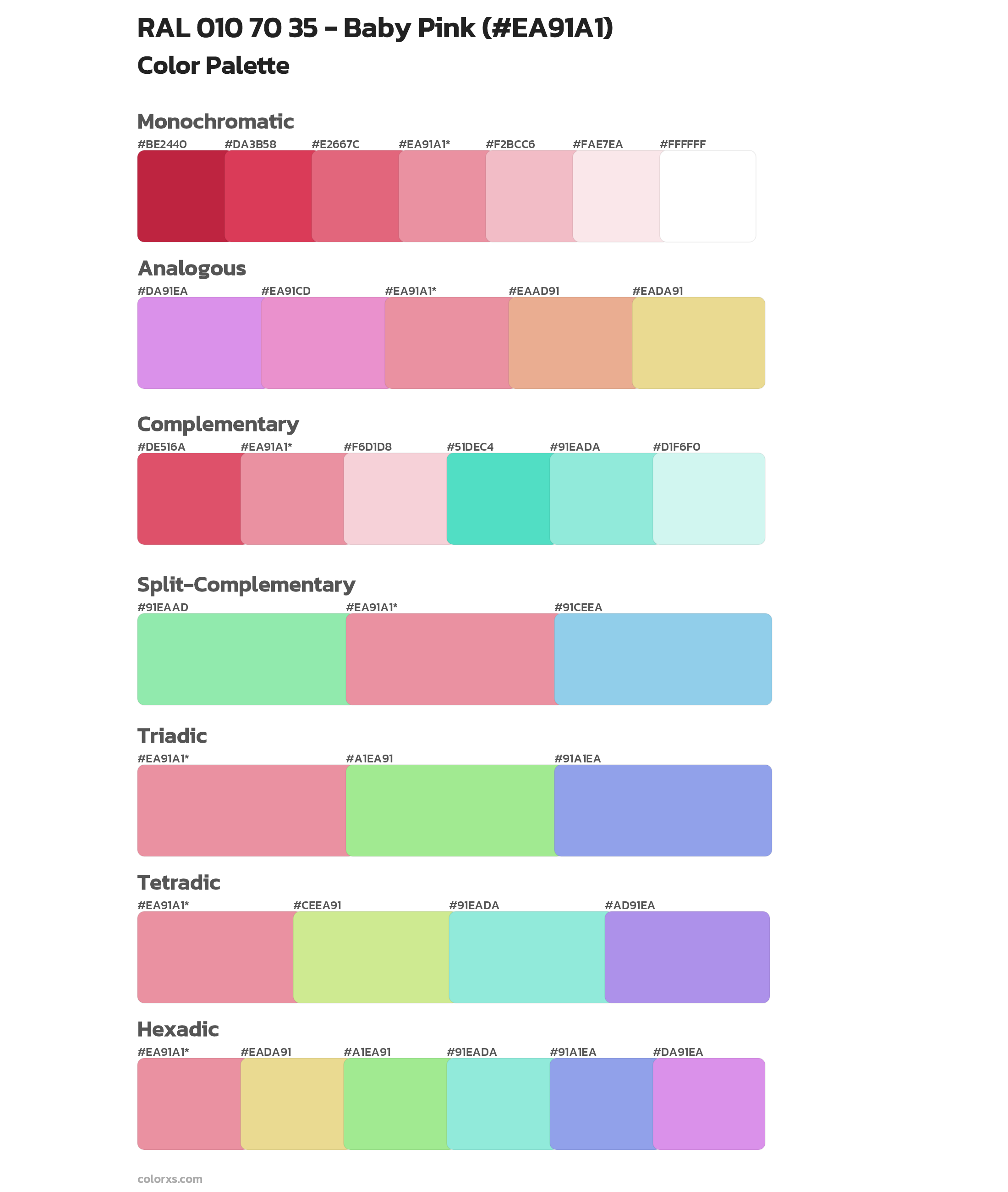 RAL 010 70 35 - Baby Pink Color Scheme Palettes