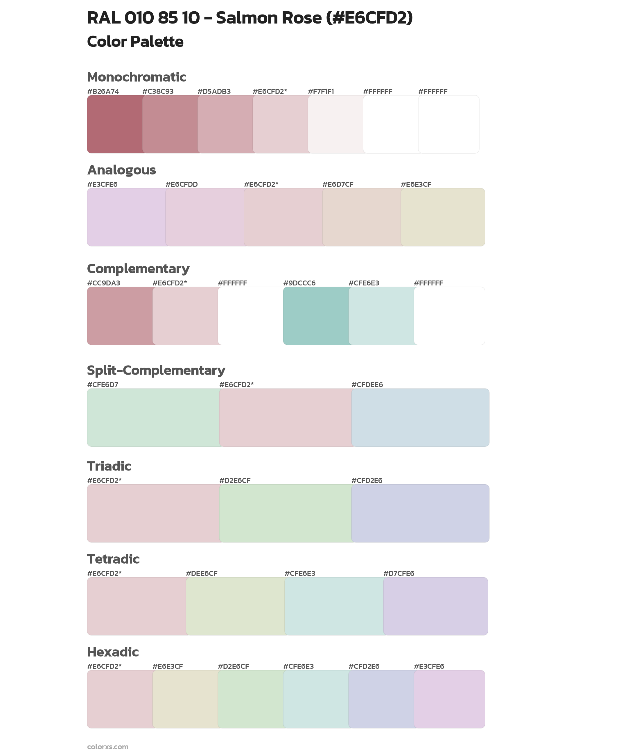 RAL 010 85 10 - Salmon Rose Color Scheme Palettes