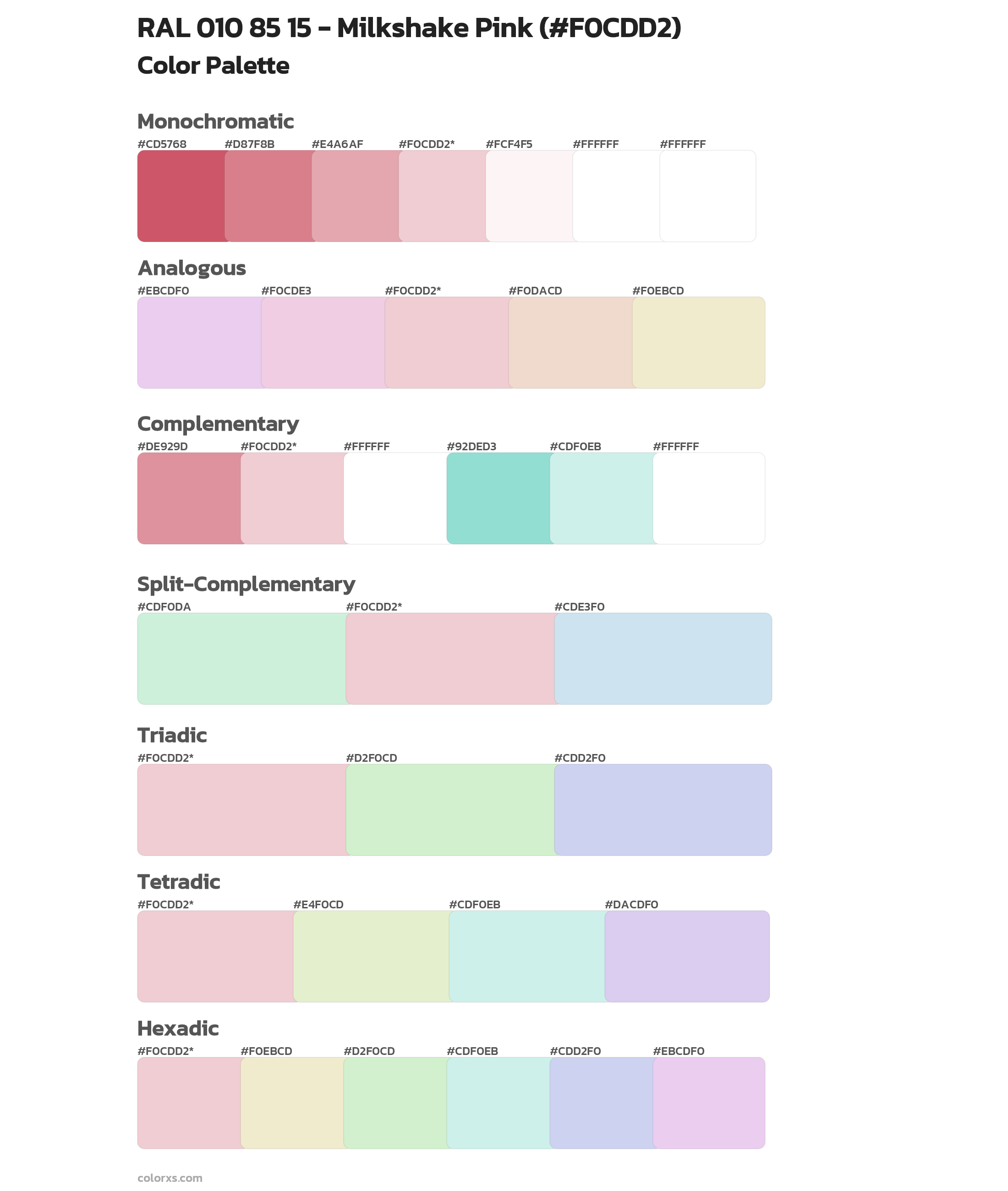 RAL 010 85 15 - Milkshake Pink Color Scheme Palettes