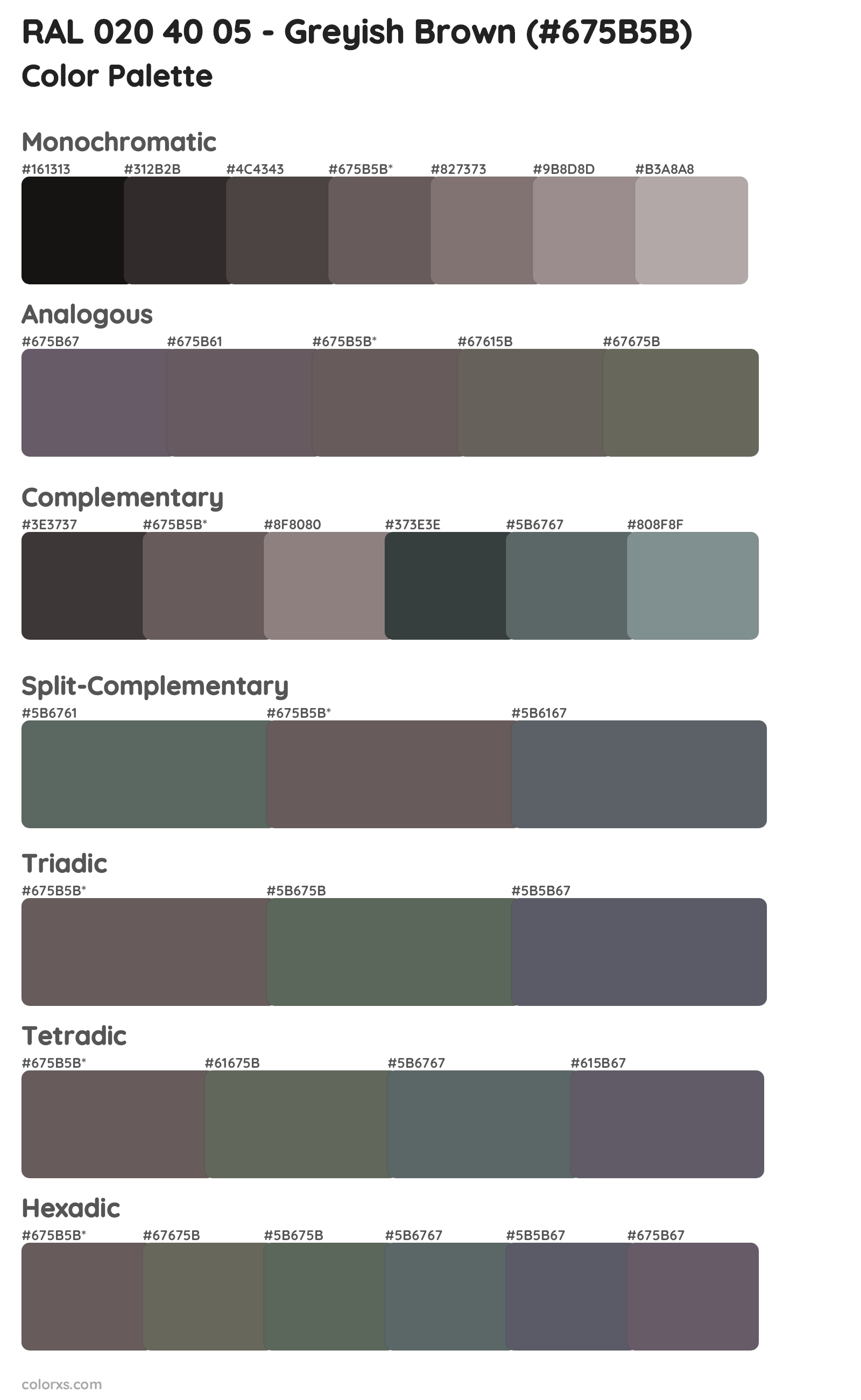 RAL 020 40 05 - Greyish Brown Color Scheme Palettes