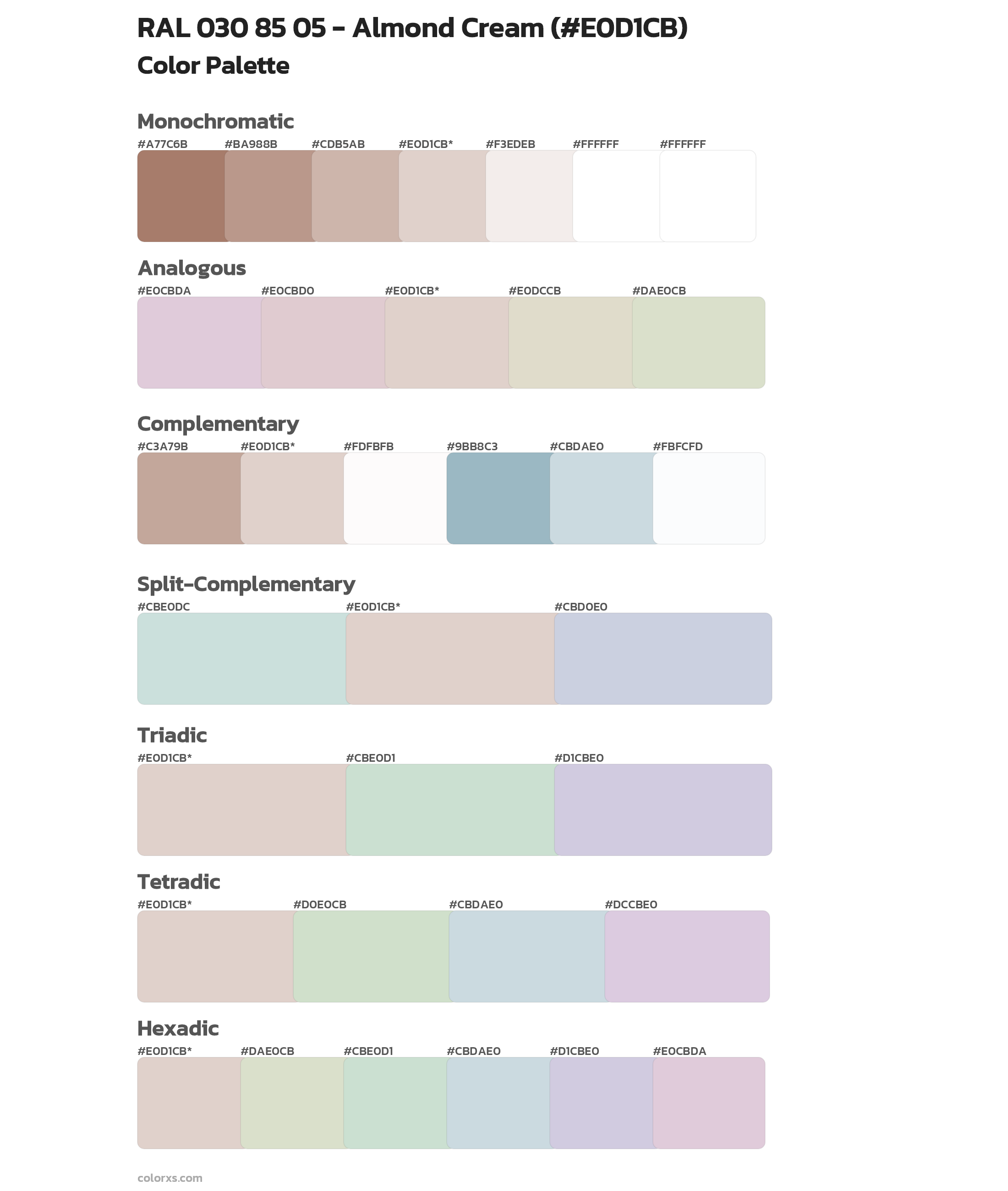 RAL 030 85 05 Almond Cream color palettes and color scheme