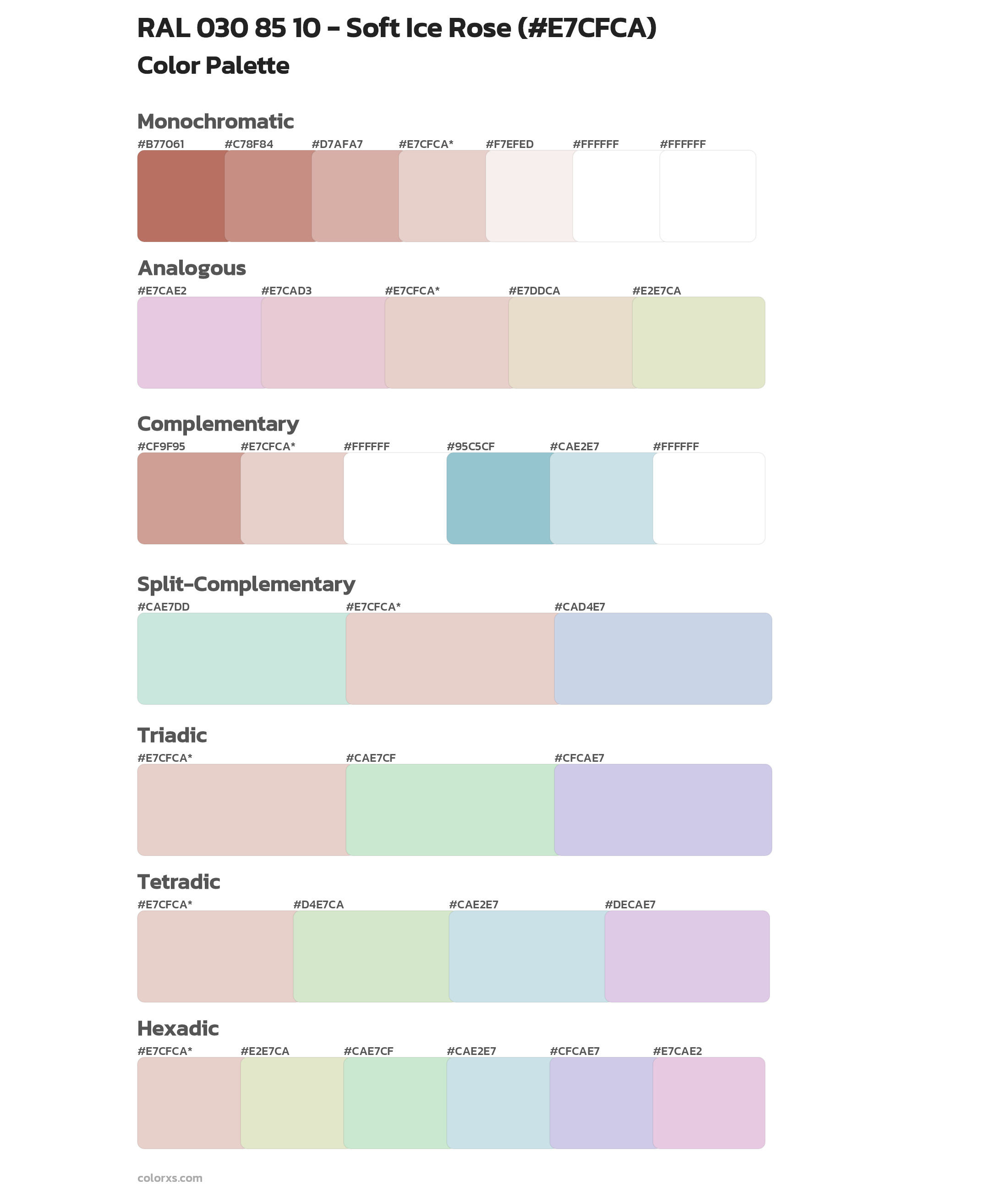 RAL 030 85 10 - Soft Ice Rose Color Scheme Palettes