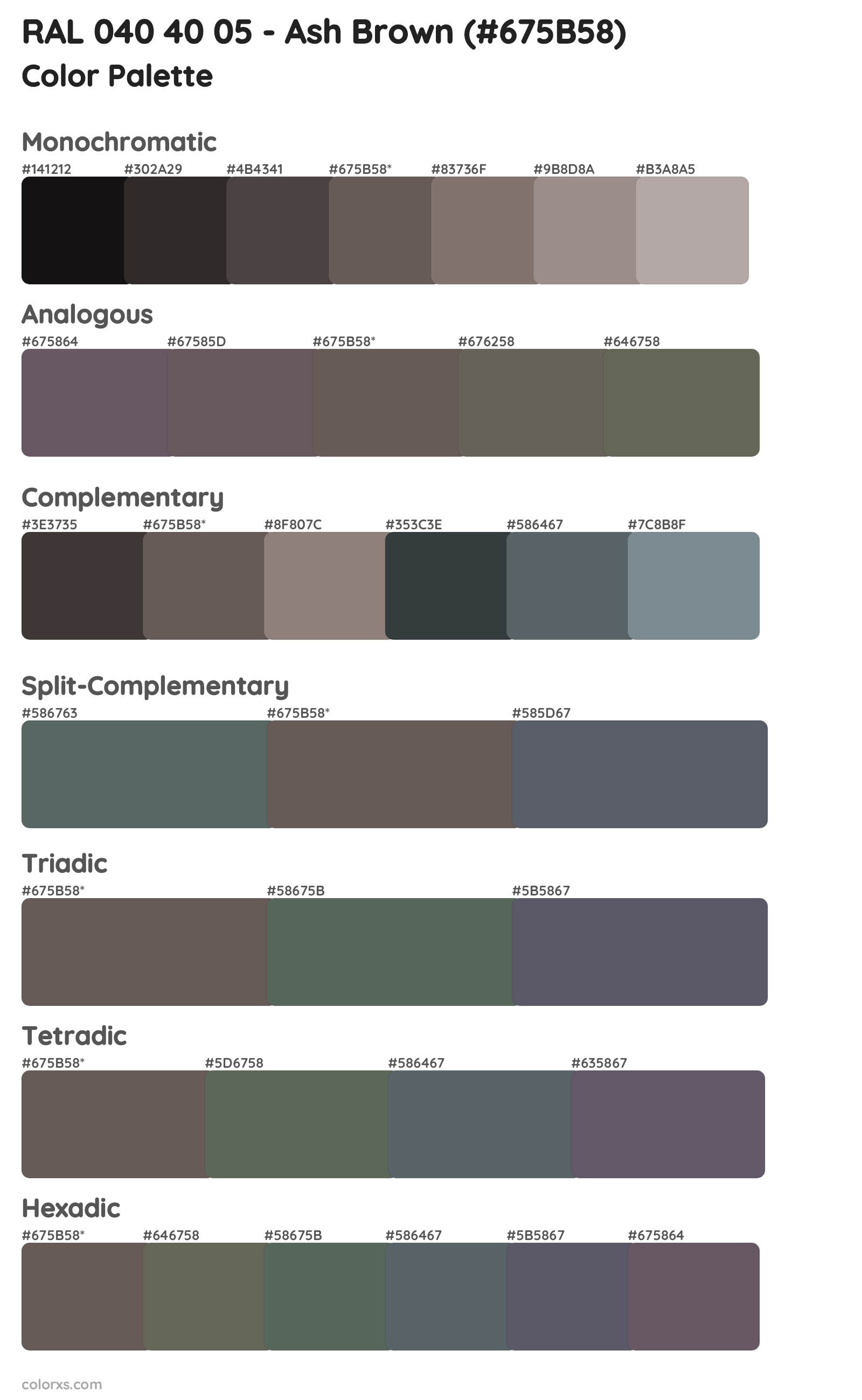 RAL 040 40 05 - Ash Brown Color Scheme Palettes