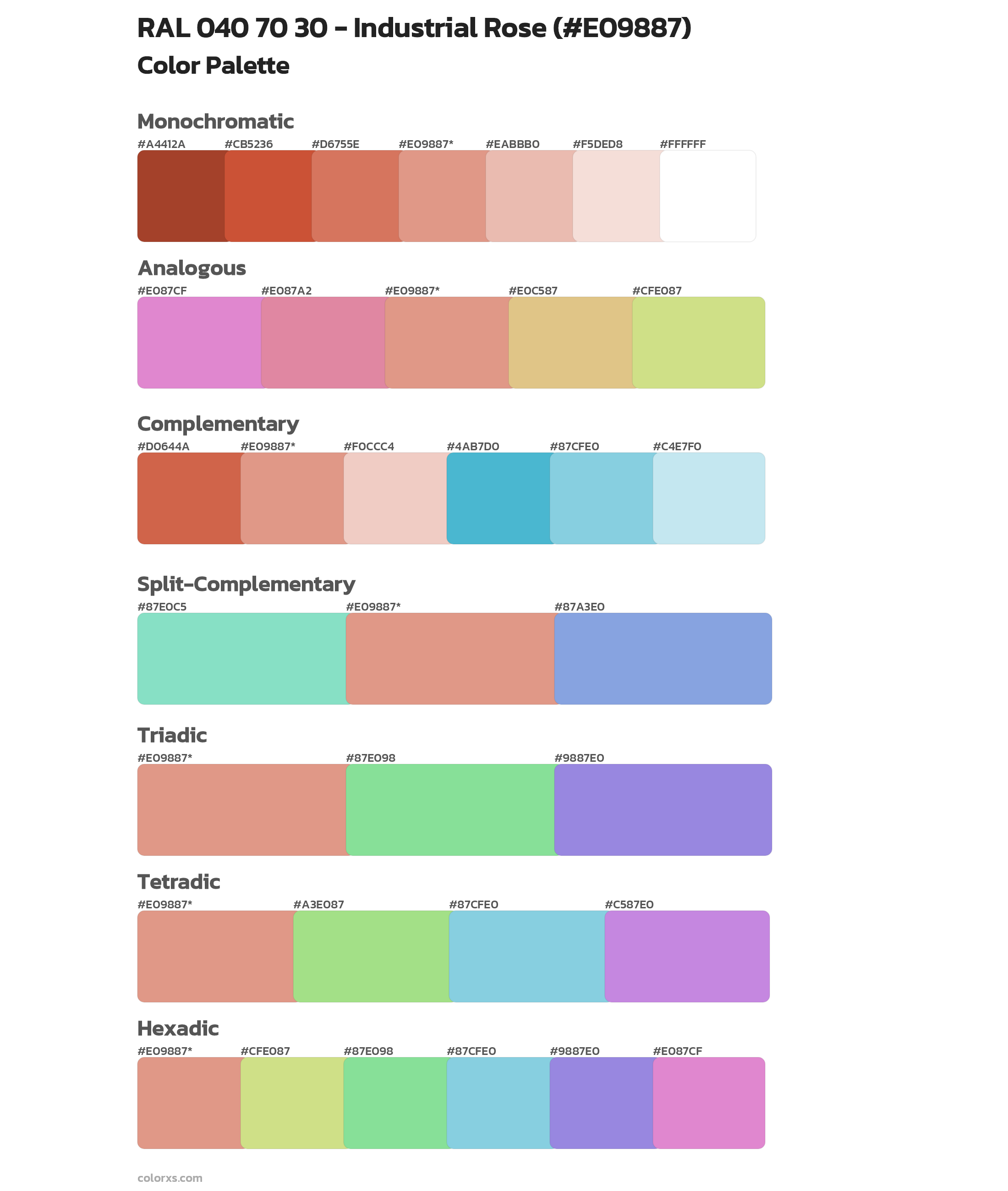 RAL 040 70 30 - Industrial Rose Color Scheme Palettes