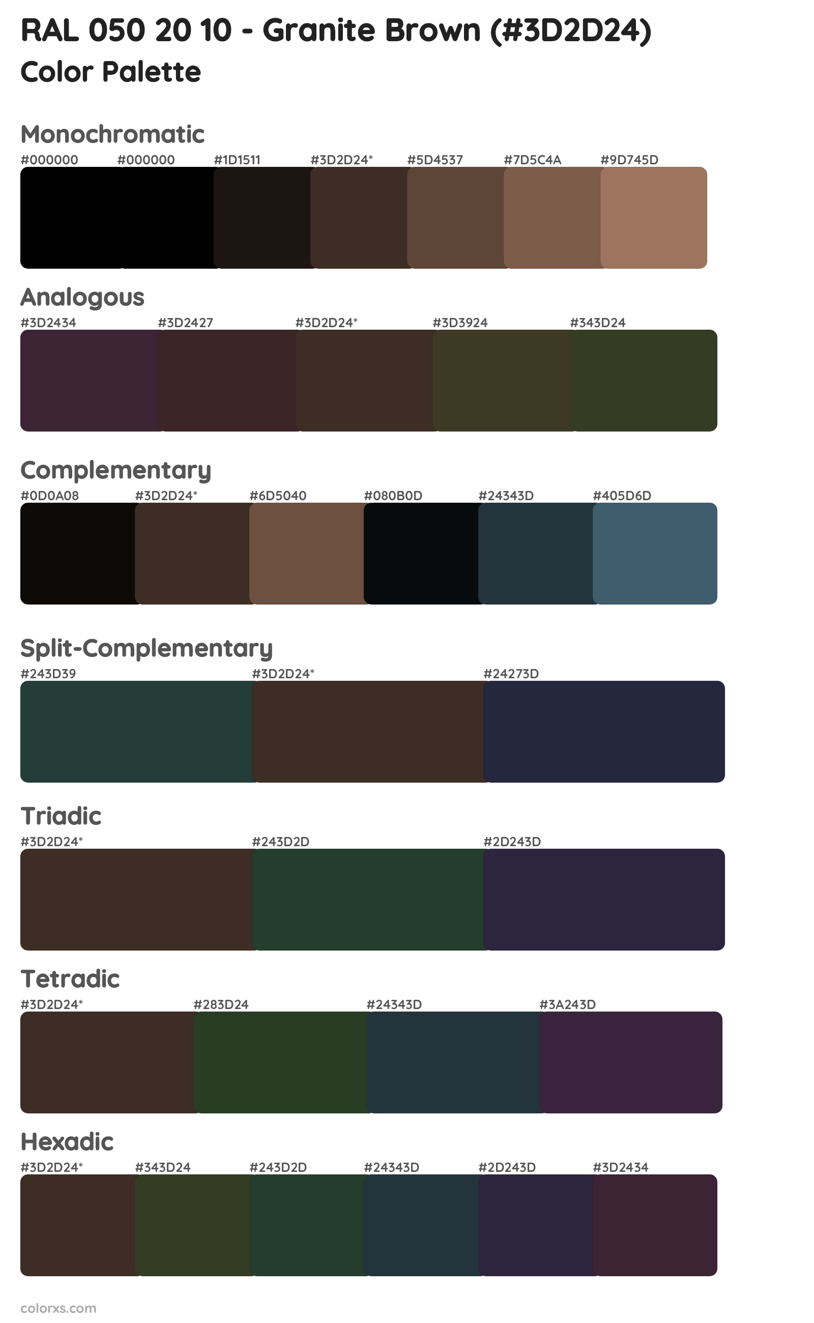 RAL 050 20 10 - Granite Brown Color Scheme Palettes