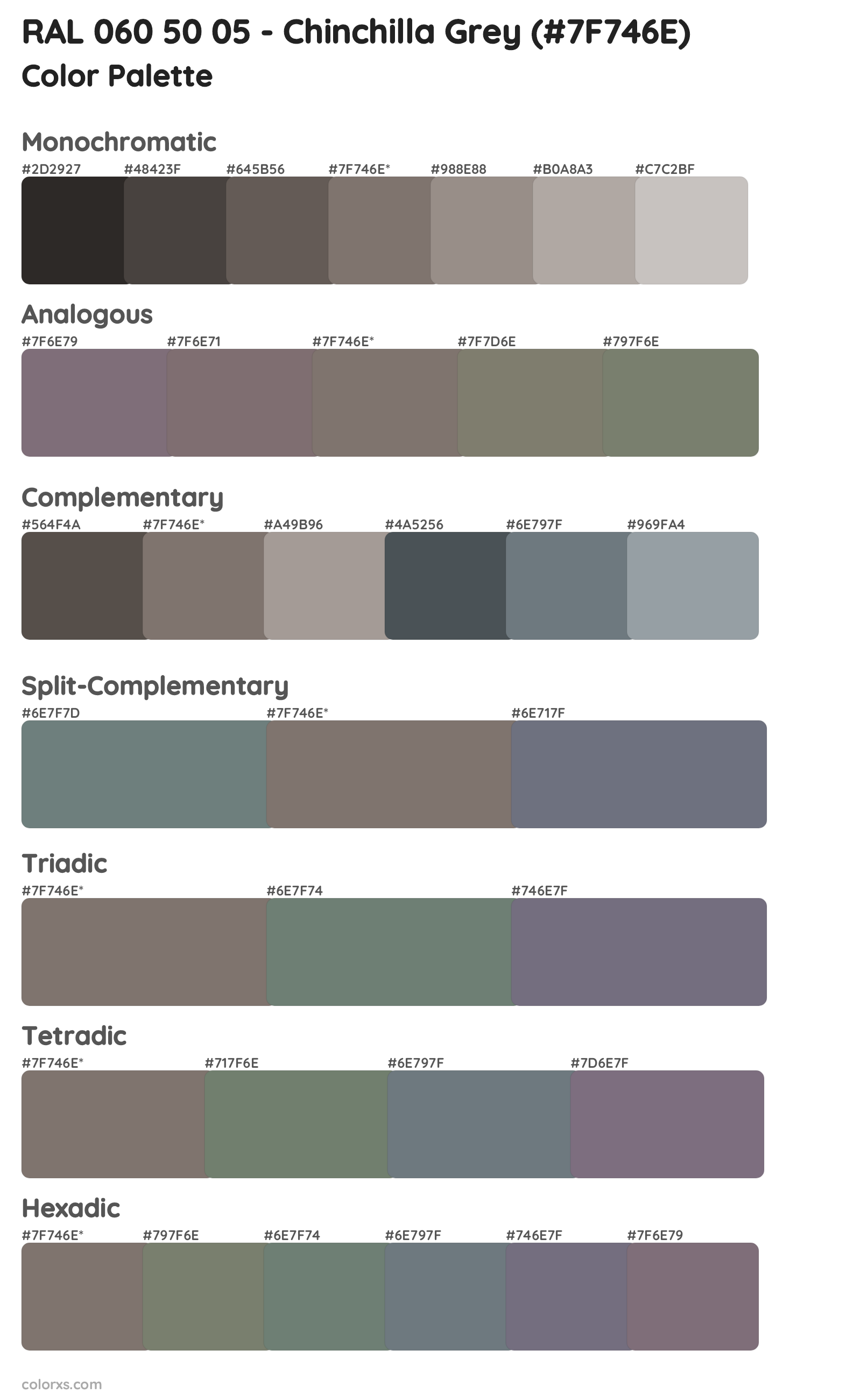 RAL 060 50 05 - Chinchilla Grey Color Scheme Palettes