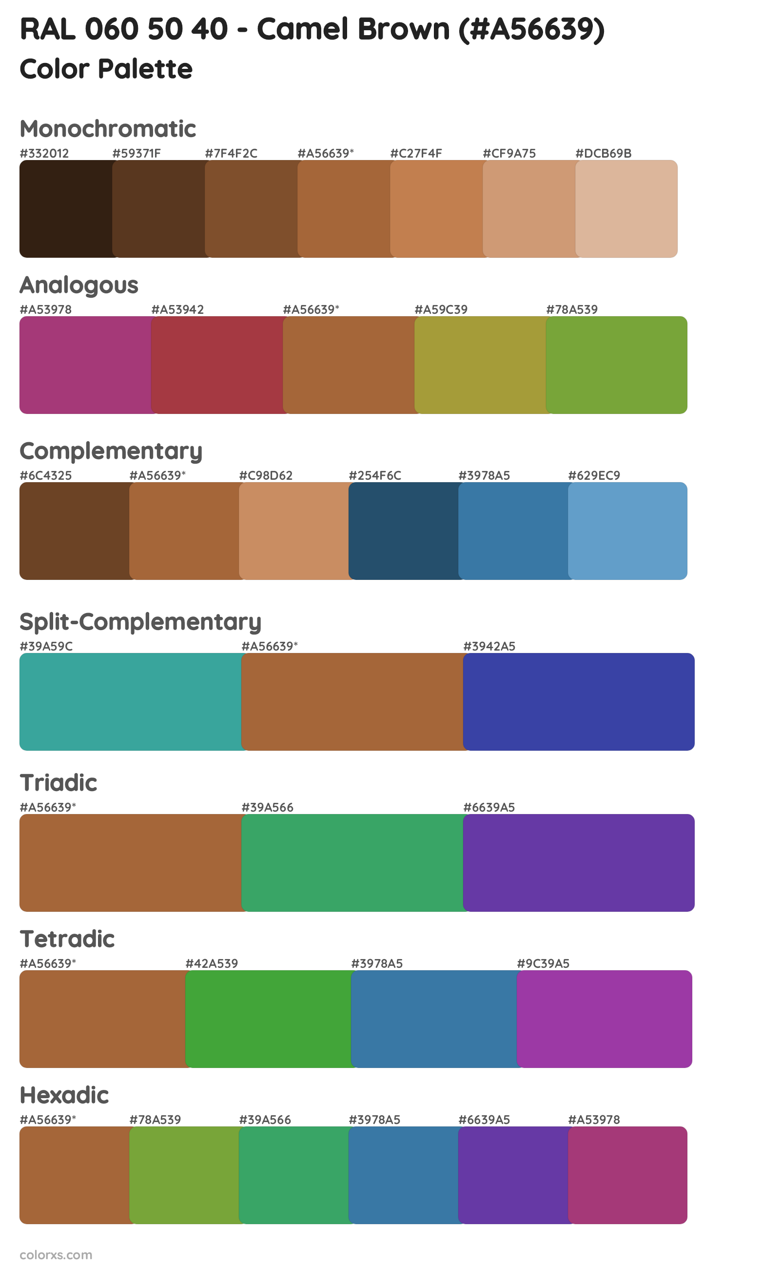 RAL 060 50 40 - Camel Brown Color Scheme Palettes