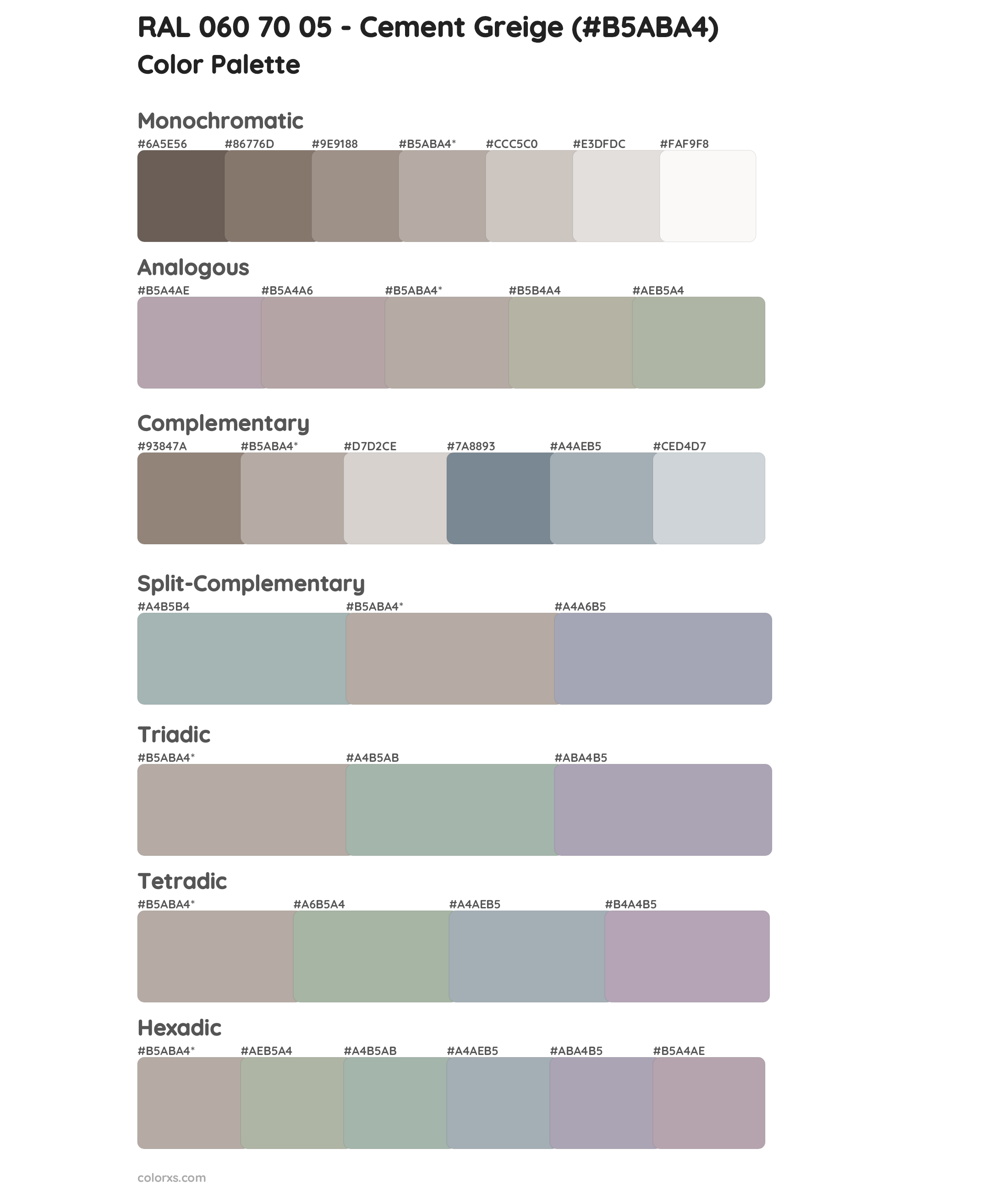 RAL 060 70 05 - Cement Greige Color Scheme Palettes