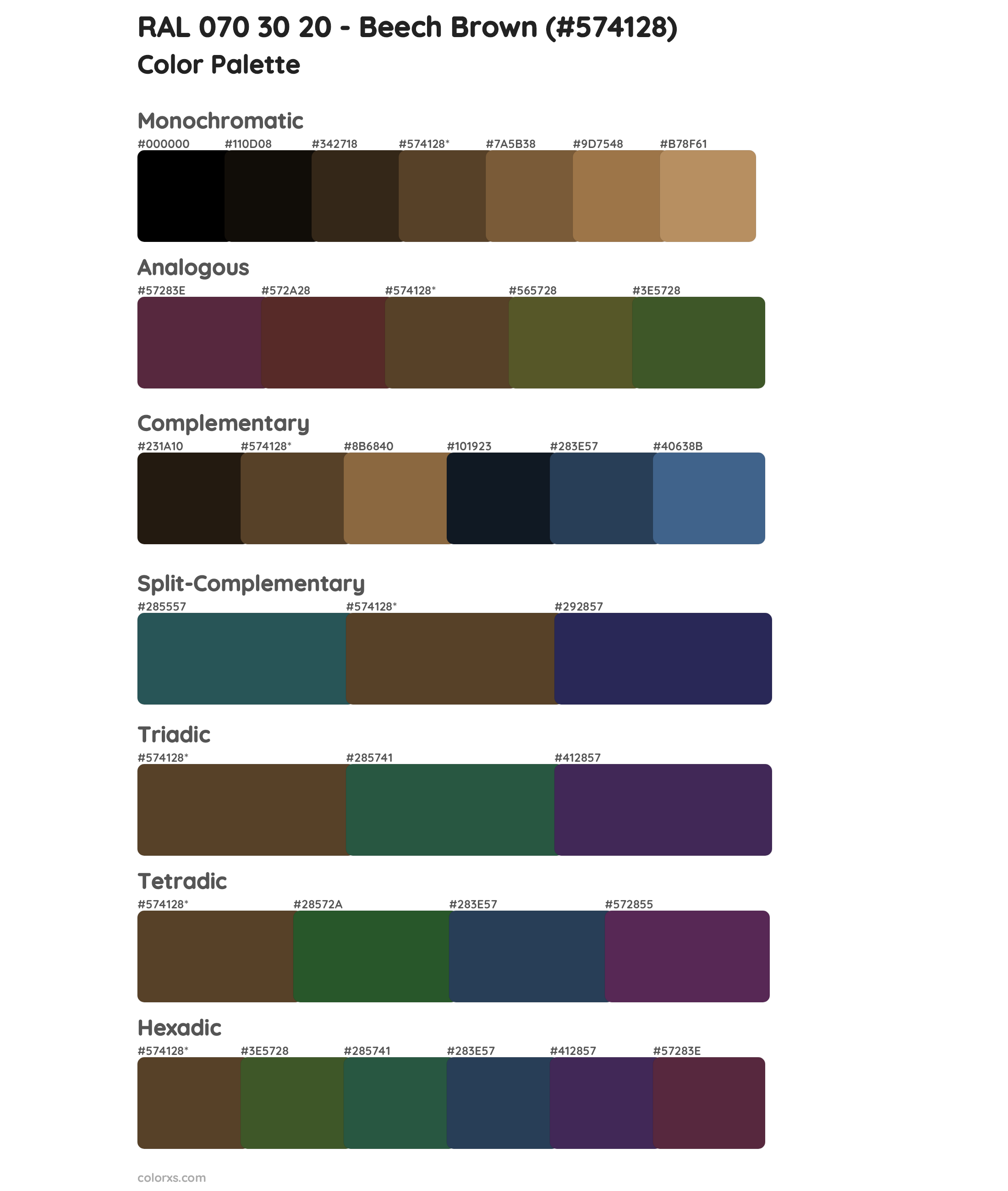 RAL 070 30 20 - Beech Brown Color Scheme Palettes