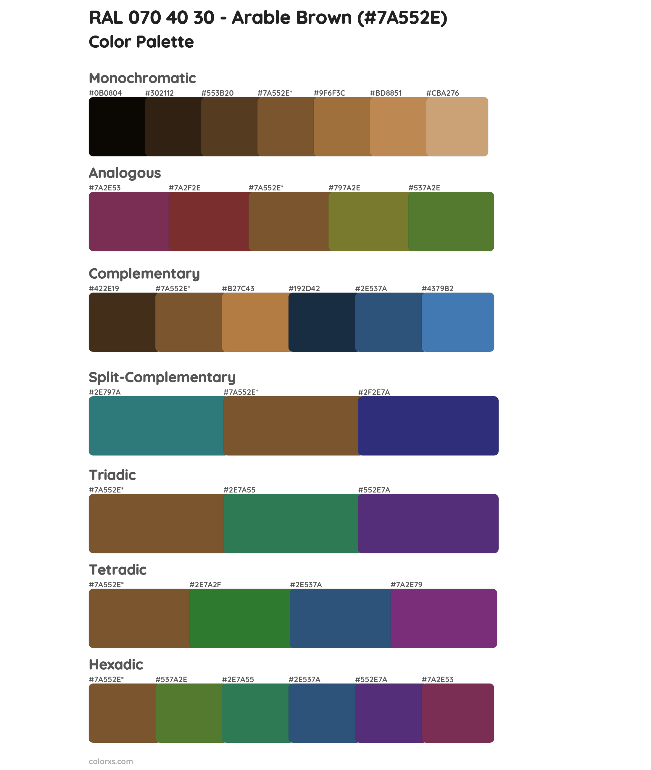 RAL 070 40 30 - Arable Brown Color Scheme Palettes