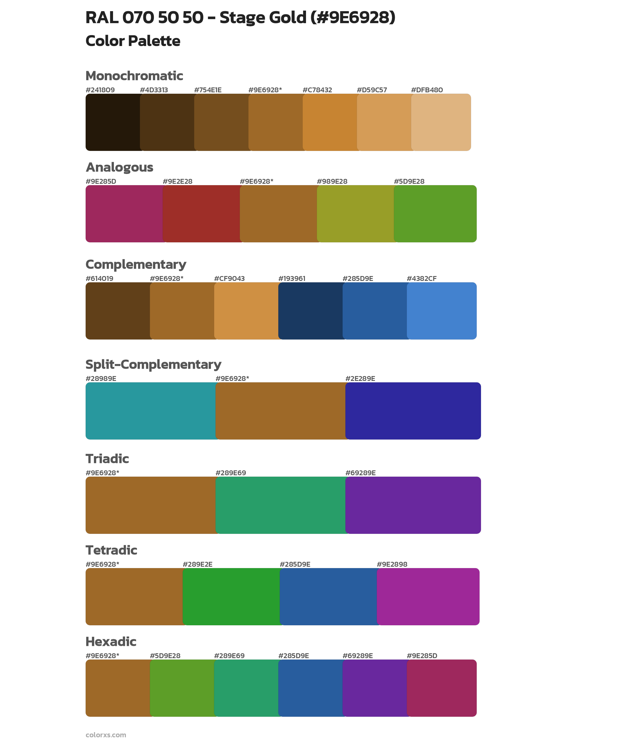RAL 070 50 50 - Stage Gold Color Scheme Palettes