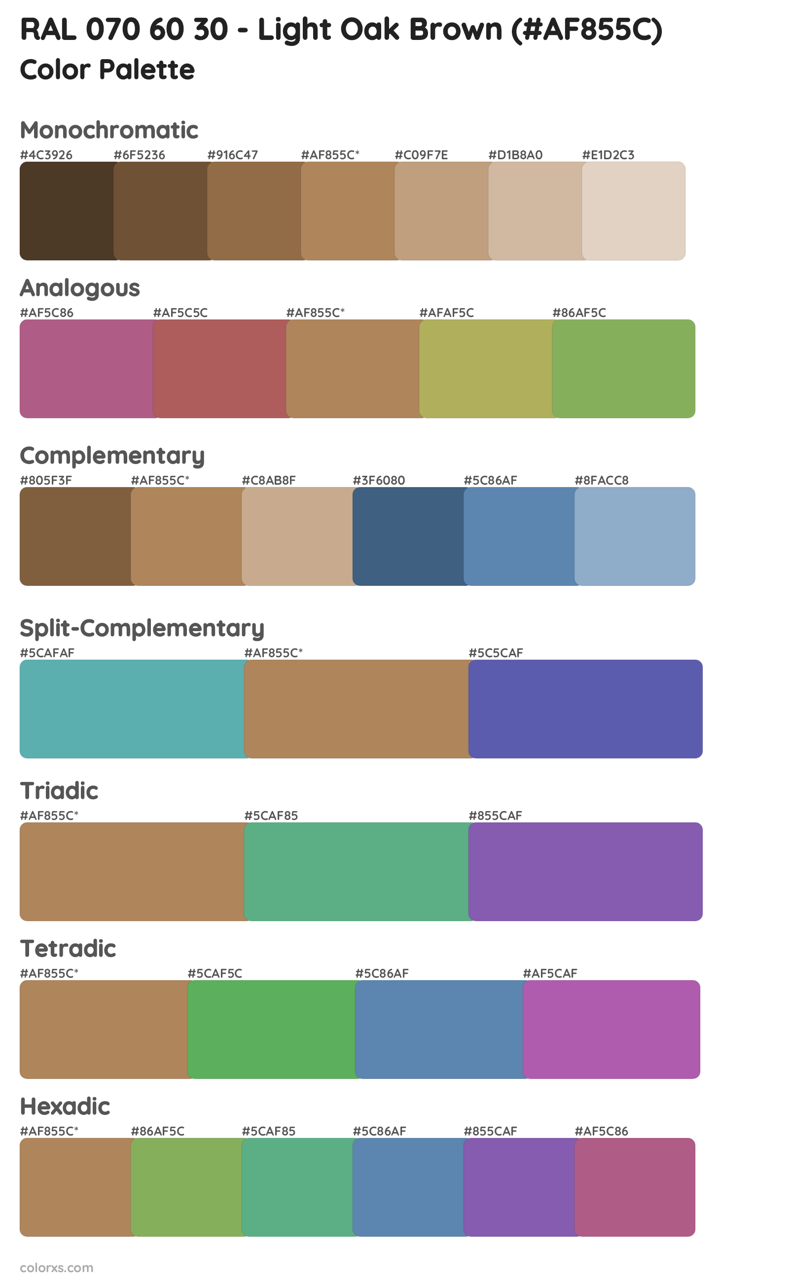 RAL 070 60 30 - Light Oak Brown Color Scheme Palettes