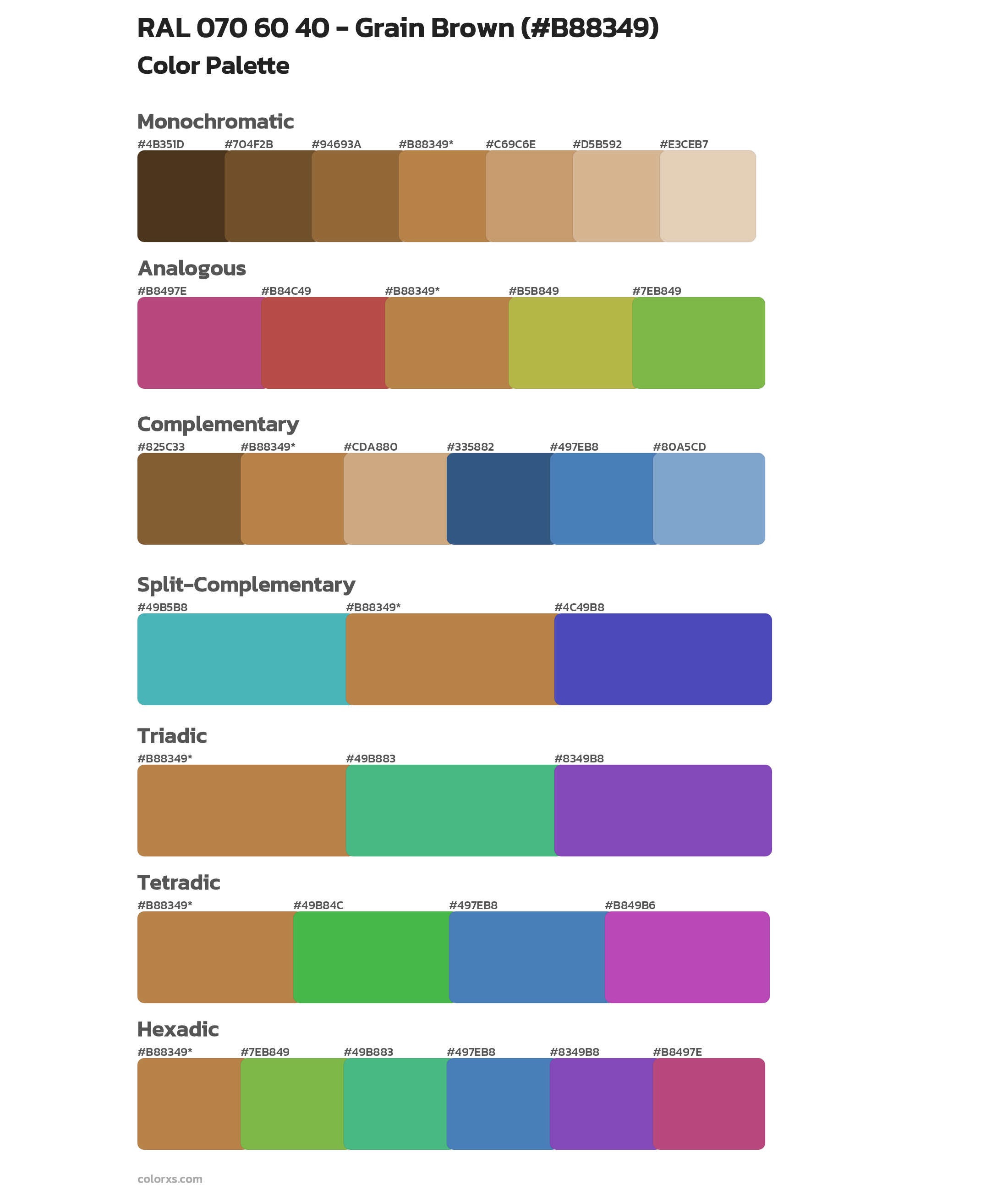 RAL 070 60 40 - Grain Brown Color Scheme Palettes