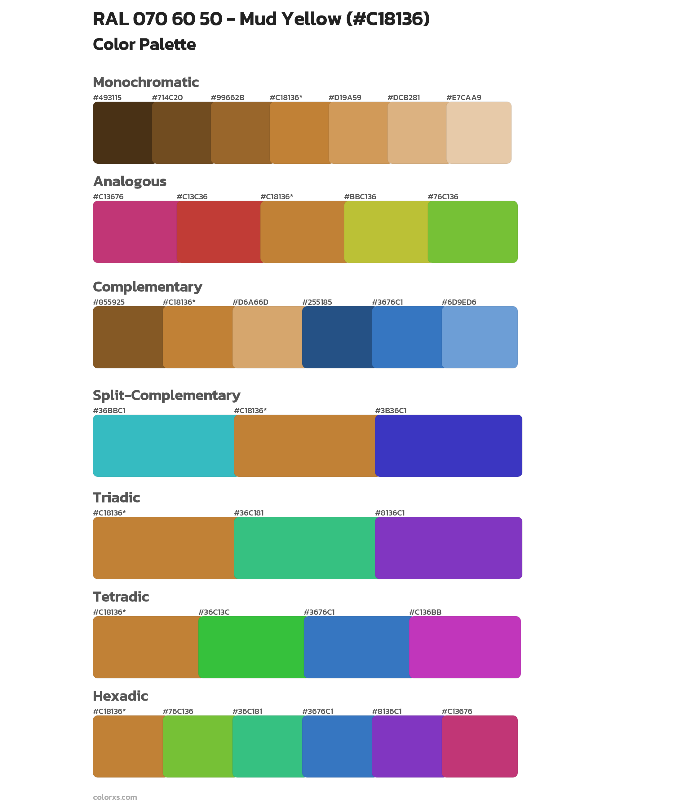 RAL 070 60 50 - Mud Yellow Color Scheme Palettes