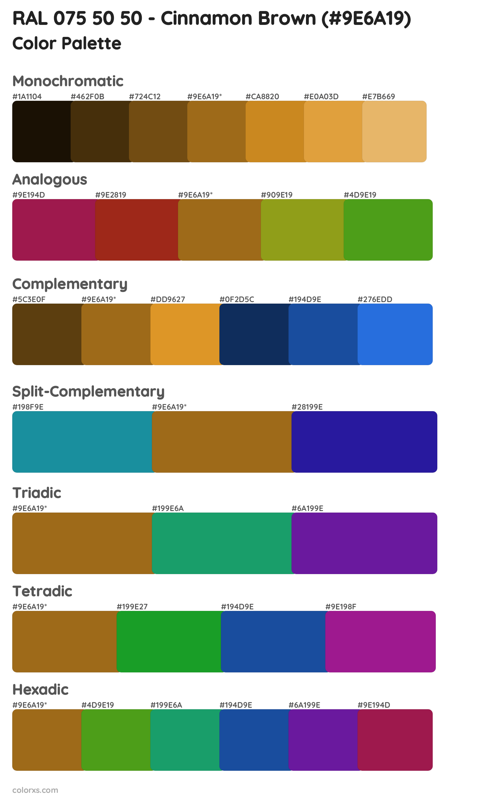 RAL 075 50 50 - Cinnamon Brown Color Scheme Palettes