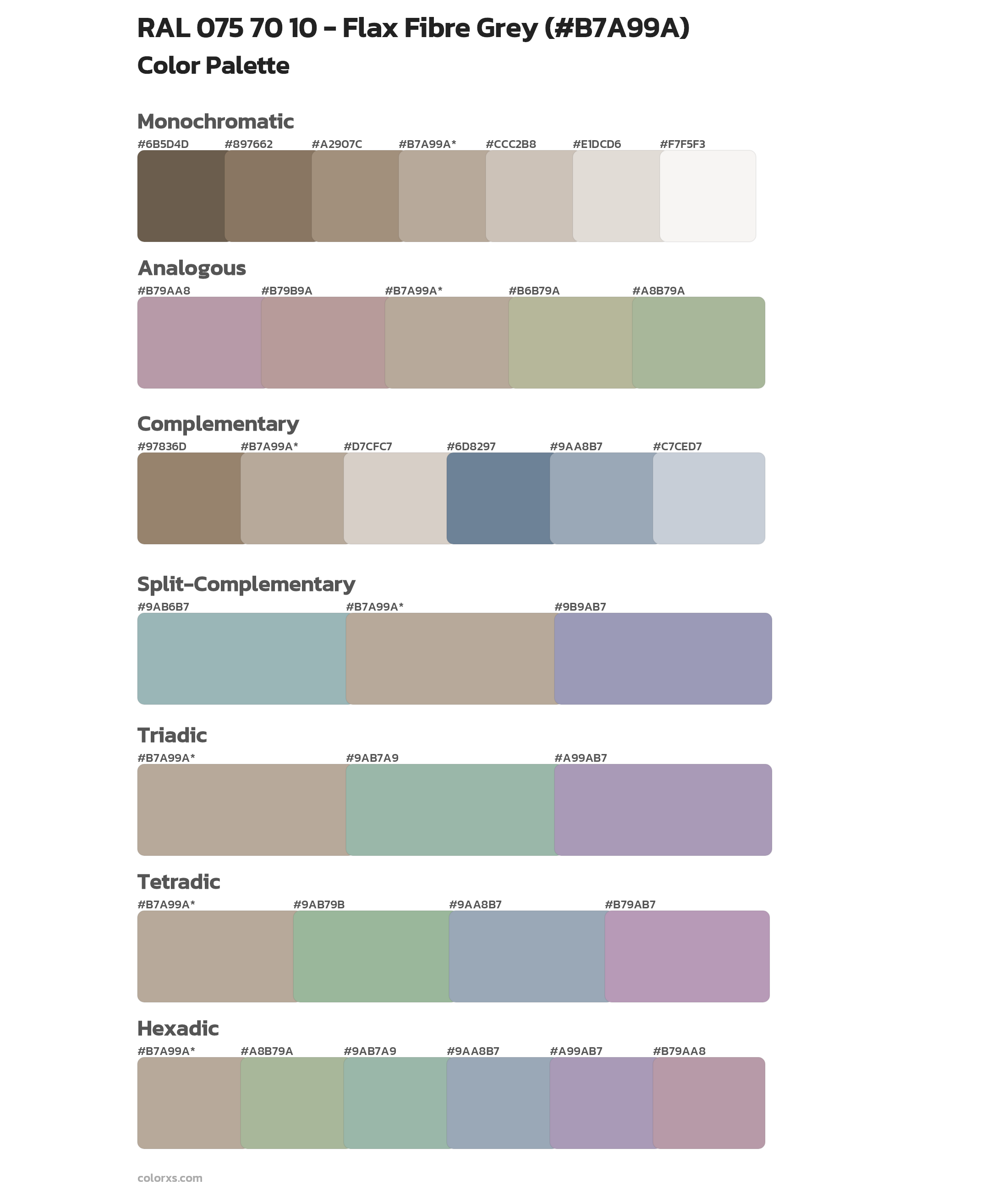 RAL 075 70 10 - Flax Fibre Grey Color Scheme Palettes