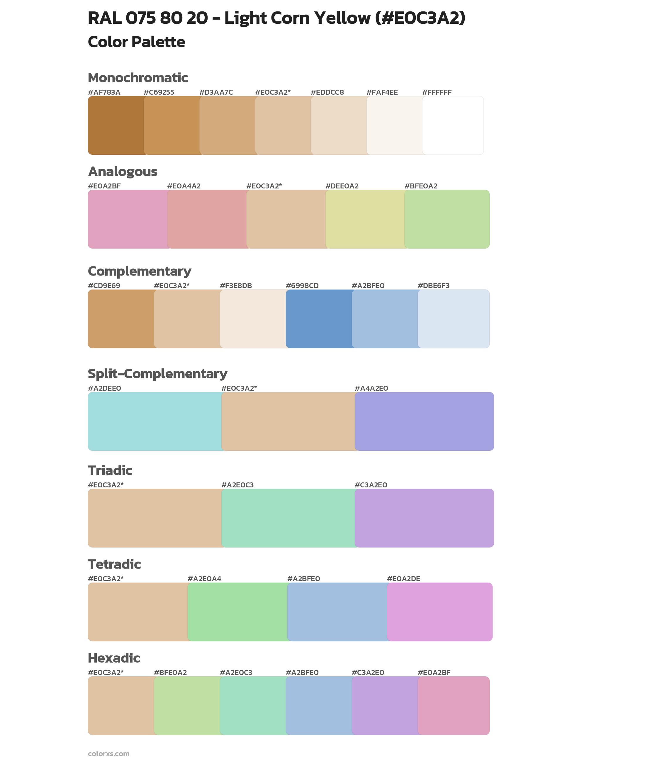 RAL 075 80 20 - Light Corn Yellow Color Scheme Palettes