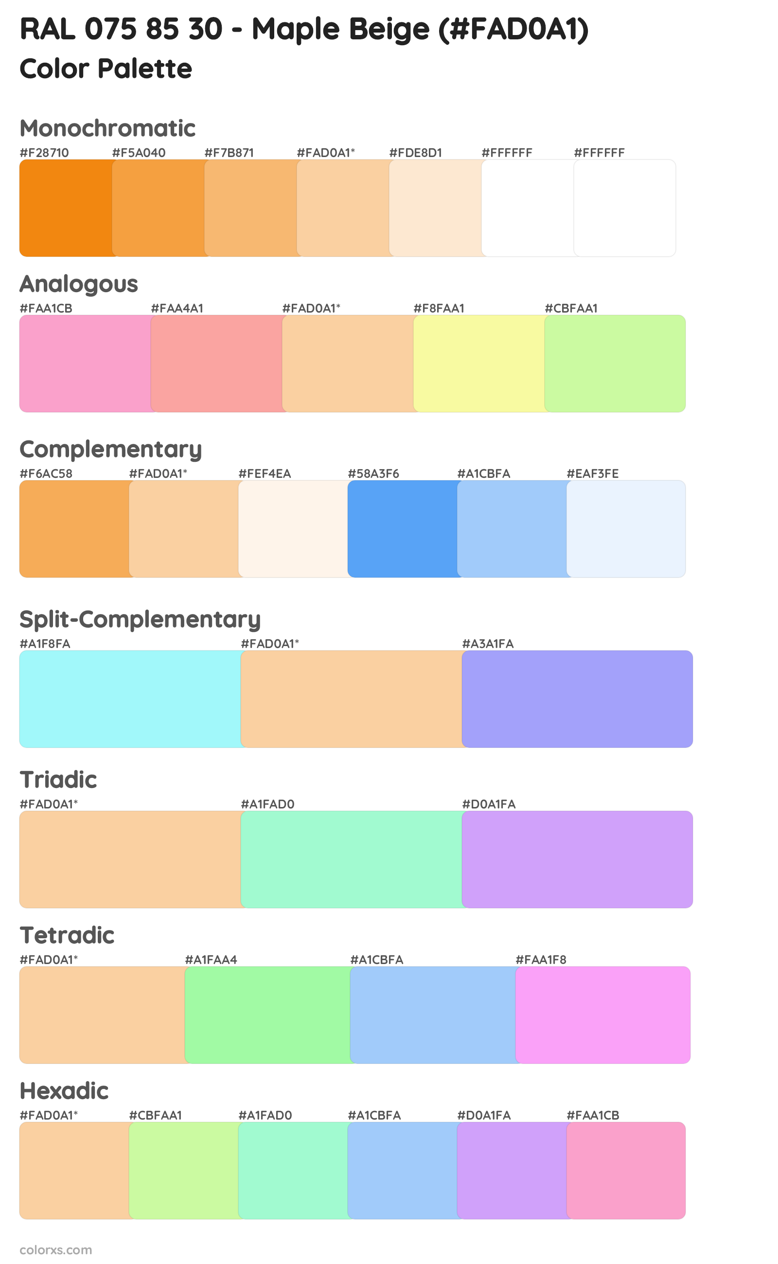 RAL 075 85 30 - Maple Beige Color Scheme Palettes
