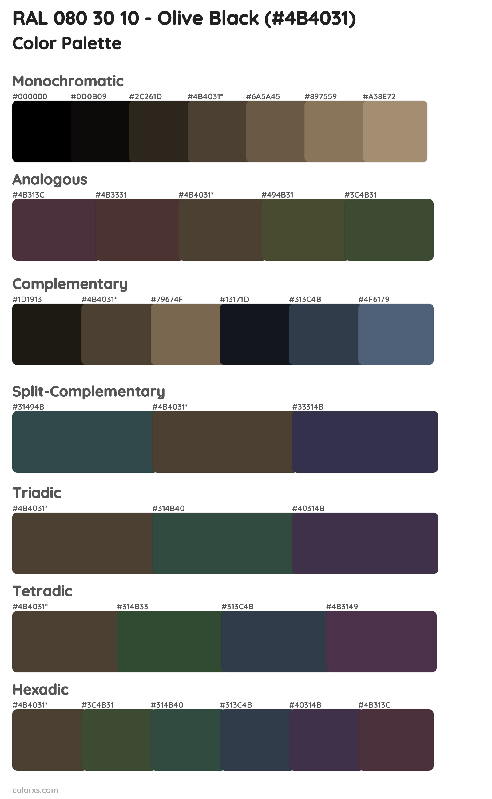 RAL 080 30 10 - Olive Black Color Scheme Palettes