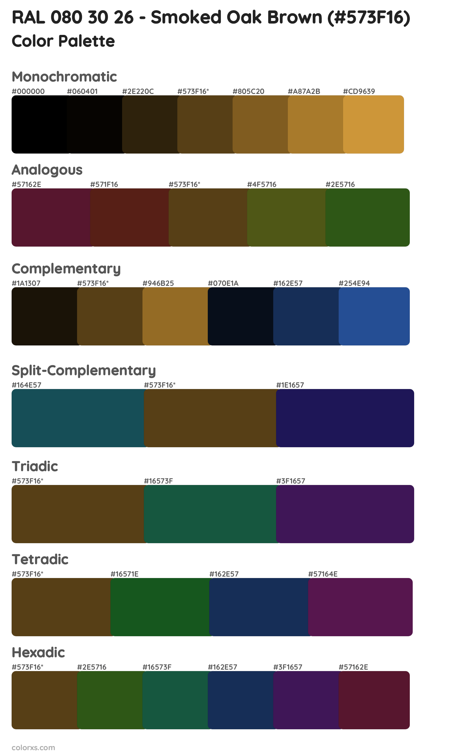 RAL 080 30 26 - Smoked Oak Brown Color Scheme Palettes