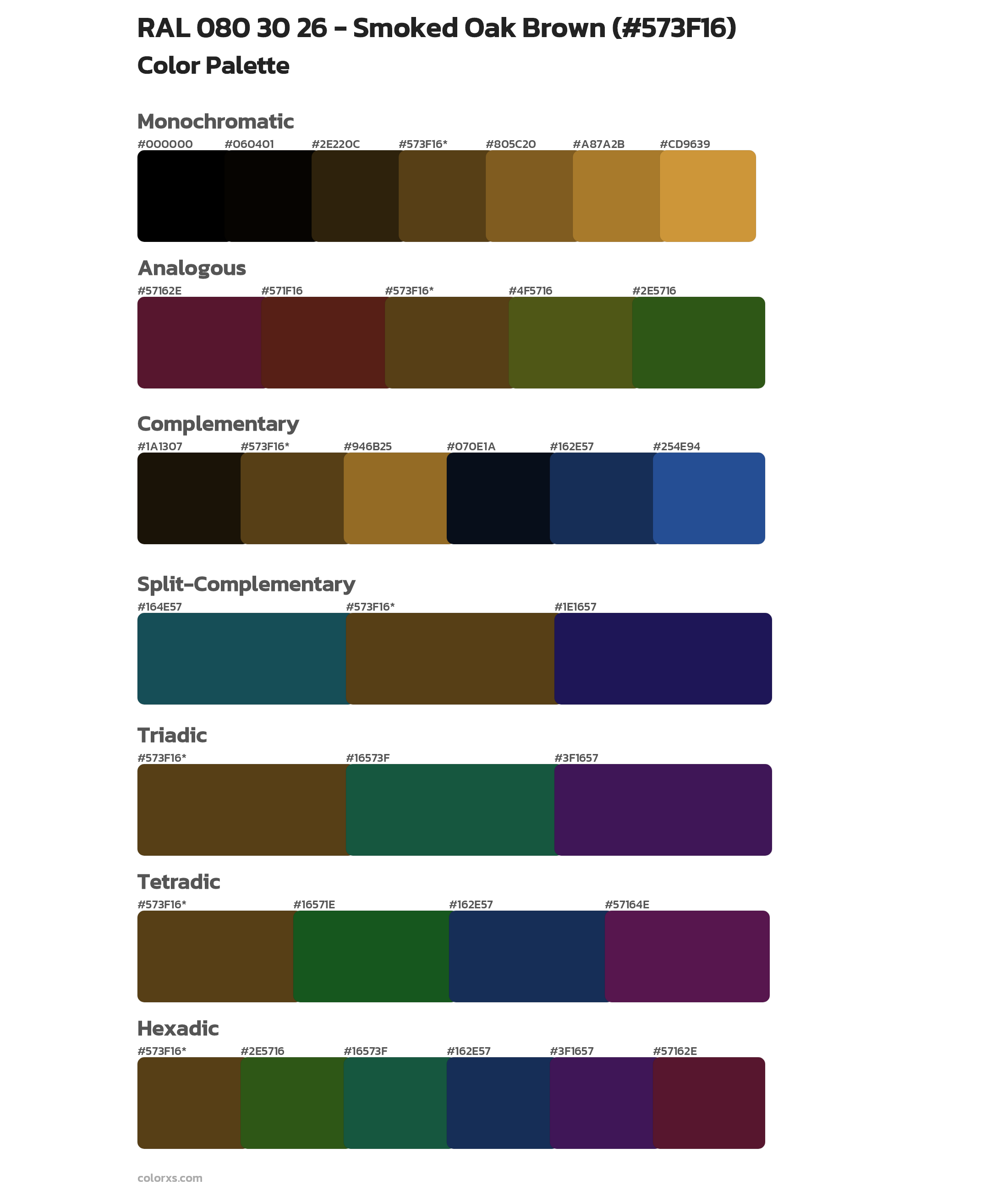 RAL 080 30 26 - Smoked Oak Brown Color Scheme Palettes