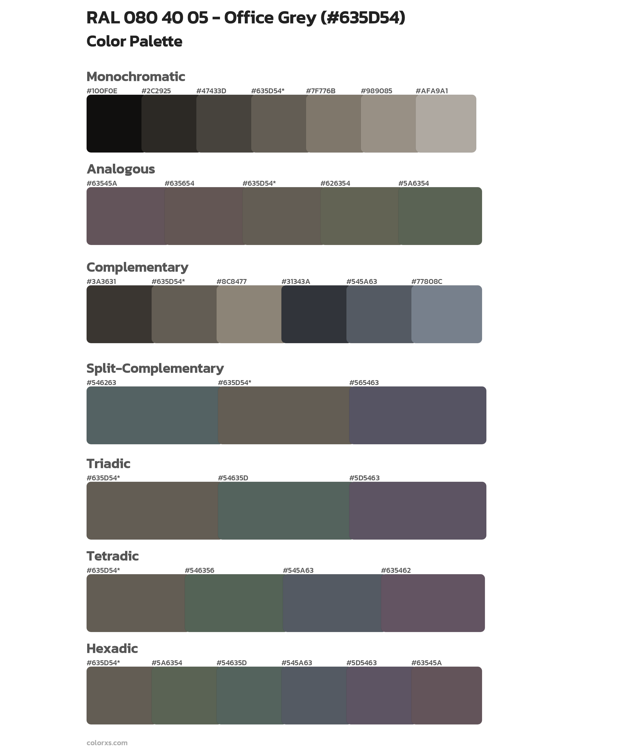 RAL 080 40 05 - Office Grey Color Scheme Palettes