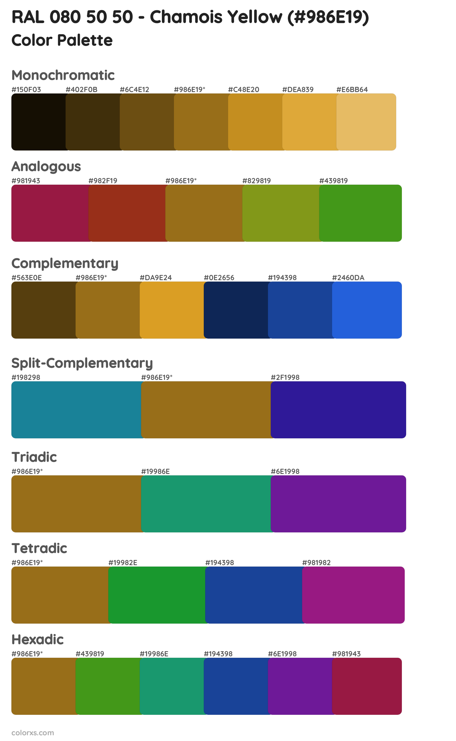 RAL 080 50 50 - Chamois Yellow Color Scheme Palettes