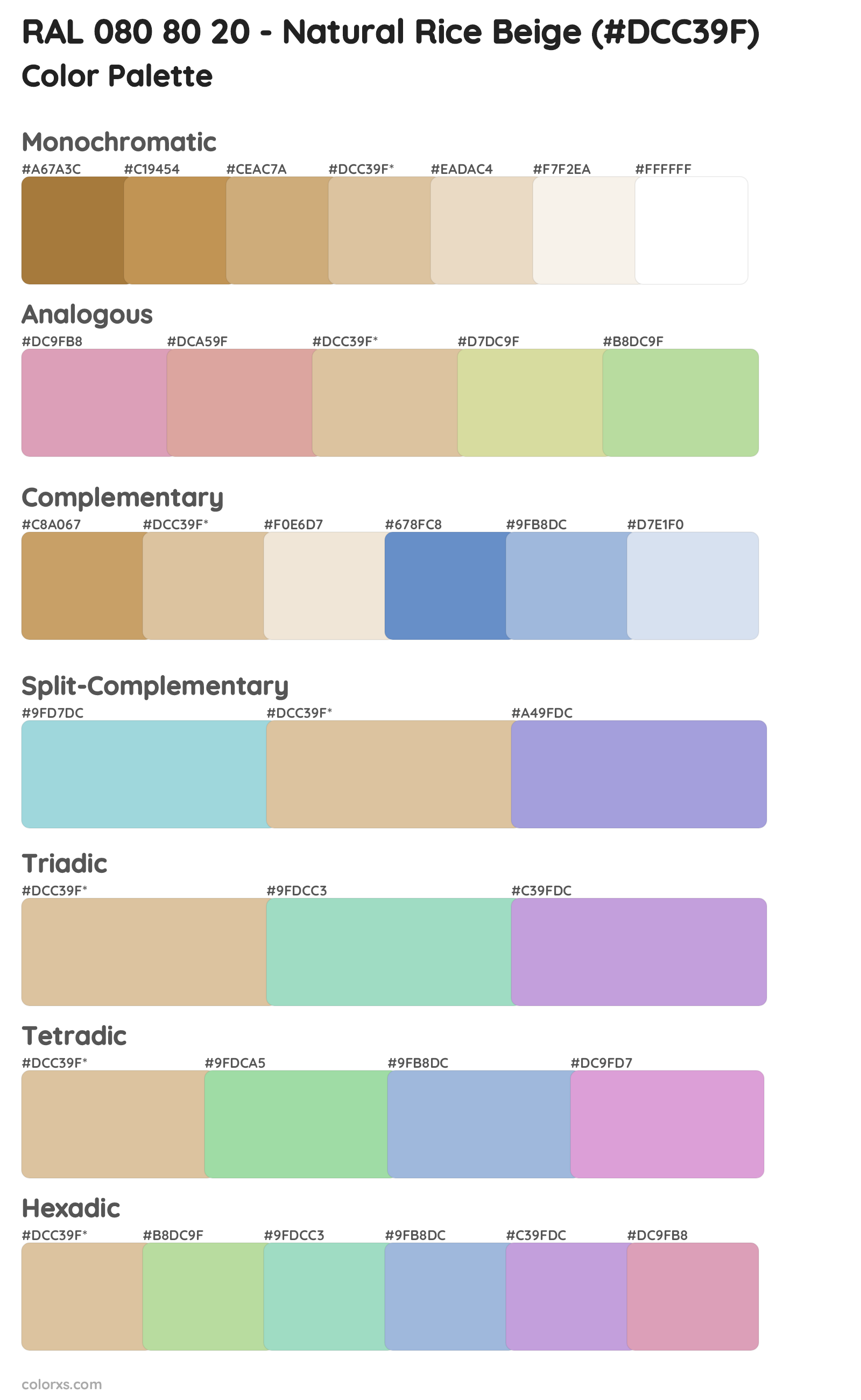 RAL 080 80 20 - Natural Rice Beige Color Scheme Palettes