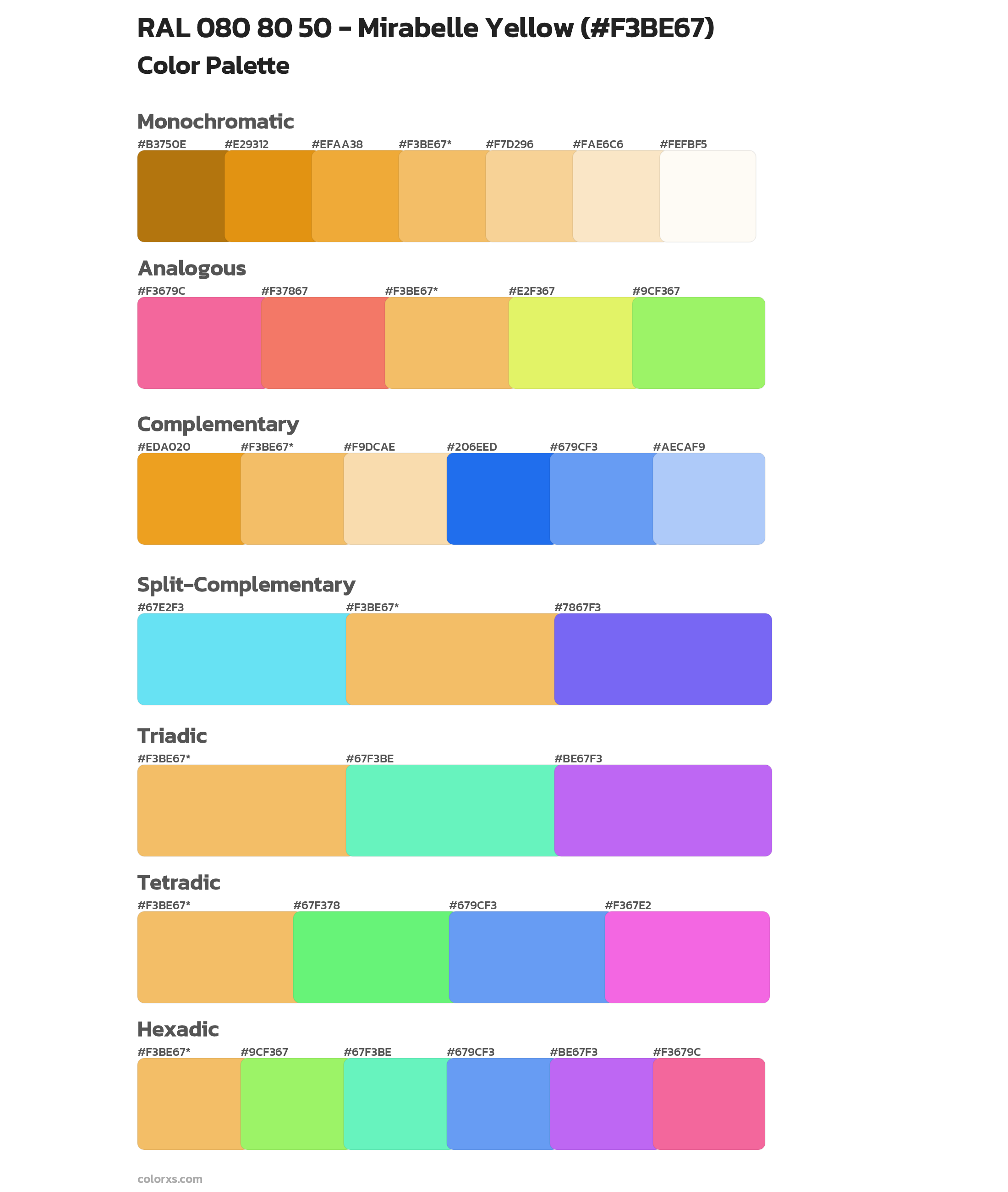 RAL 080 80 50 - Mirabelle Yellow Color Scheme Palettes