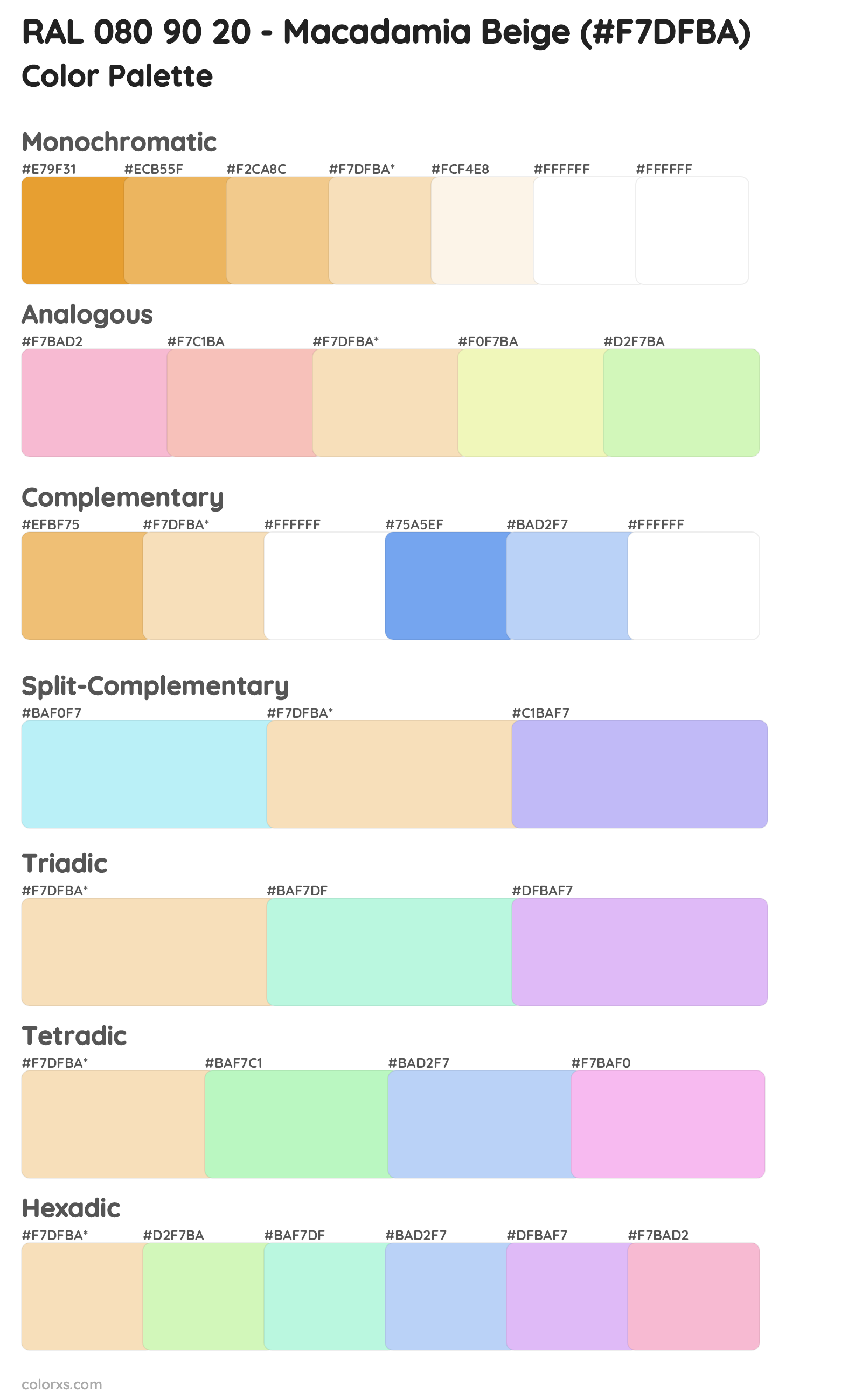 RAL 080 90 20 - Macadamia Beige Color Scheme Palettes