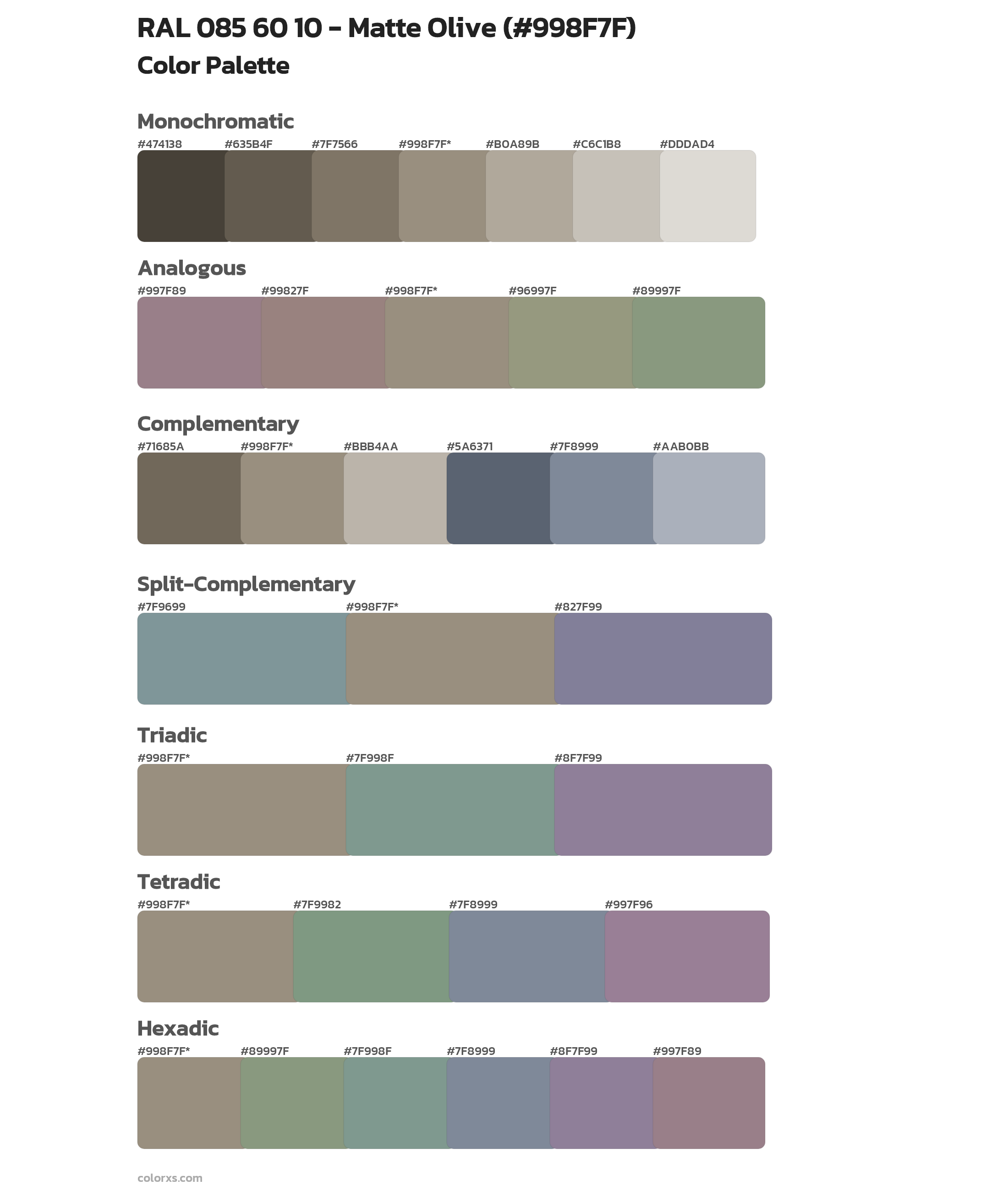 RAL 085 60 10 - Matte Olive Color Scheme Palettes