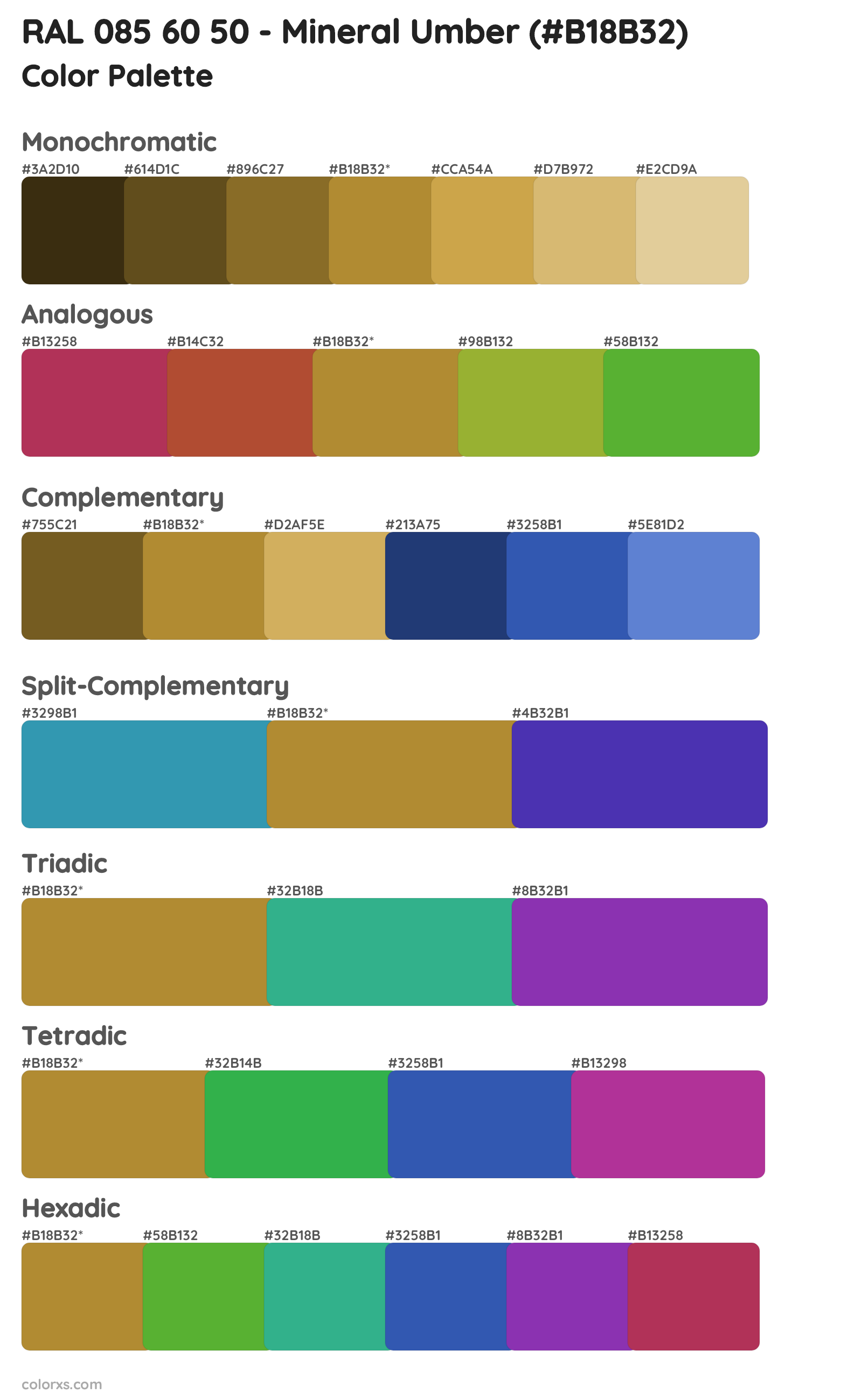 RAL 085 60 50 - Mineral Umber Color Scheme Palettes