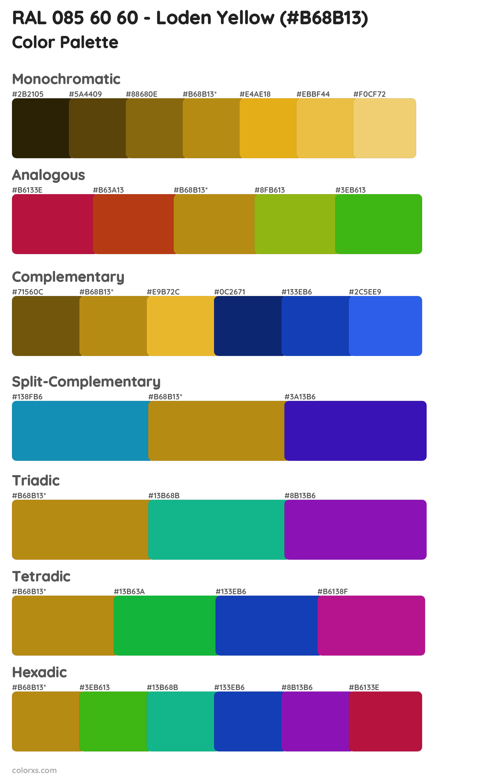 RAL 085 60 60 - Loden Yellow Color Scheme Palettes