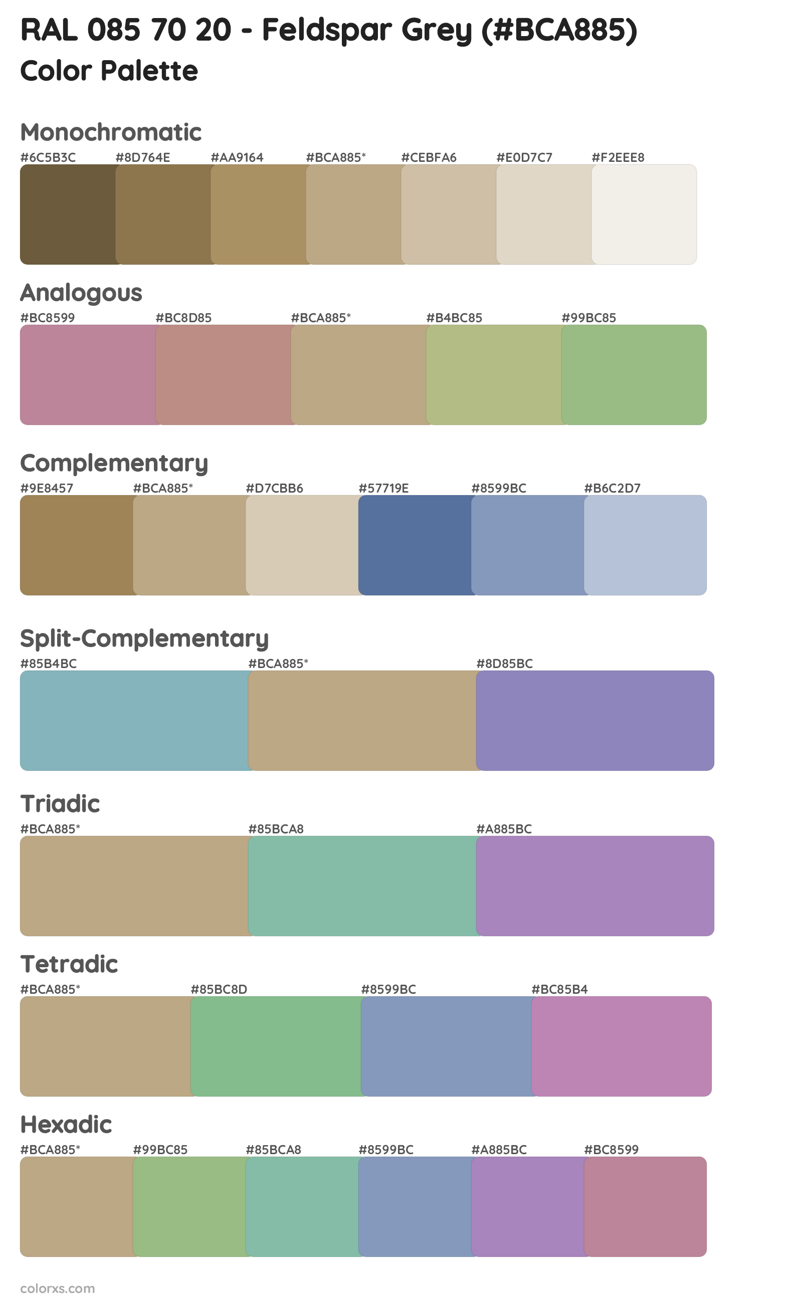 RAL 085 70 20 - Feldspar Grey Color Scheme Palettes