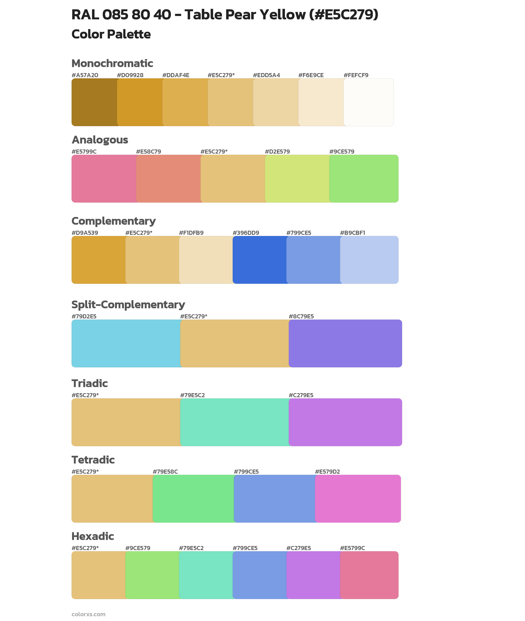 RAL 085 80 40 - Table Pear Yellow Color Scheme Palettes