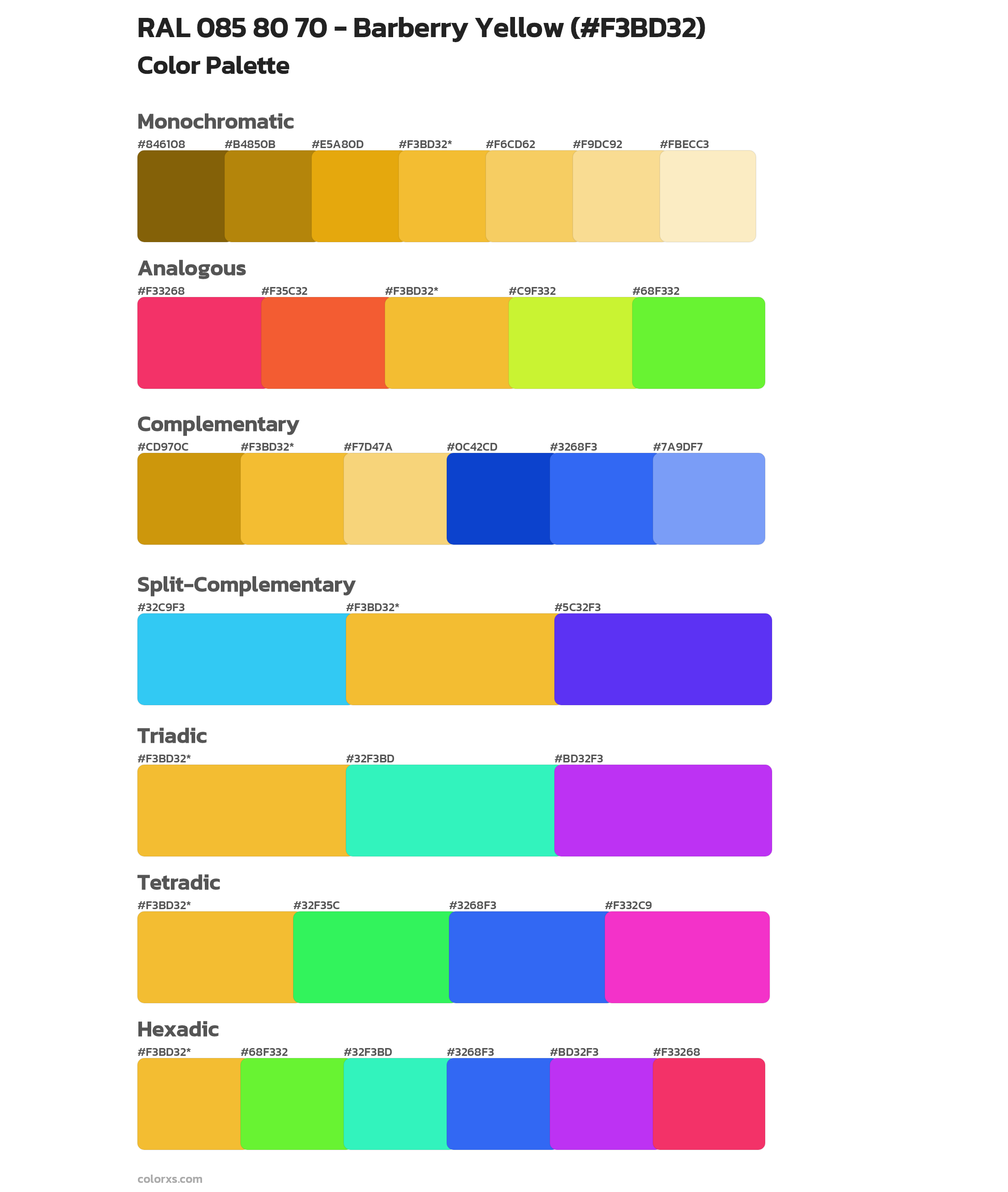 RAL 085 80 70 - Barberry Yellow Color Scheme Palettes