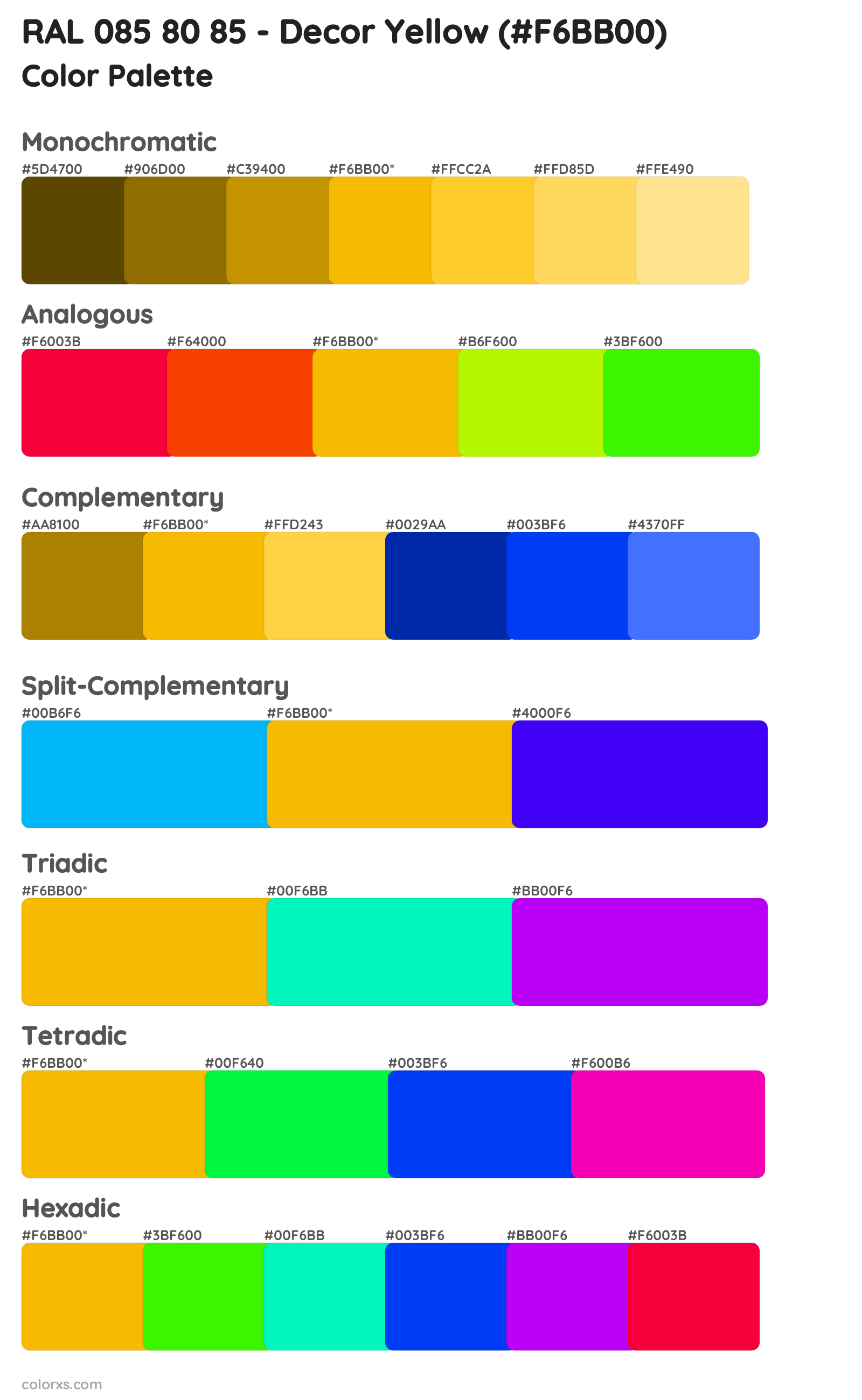 RAL 085 80 85 - Decor Yellow Color Scheme Palettes