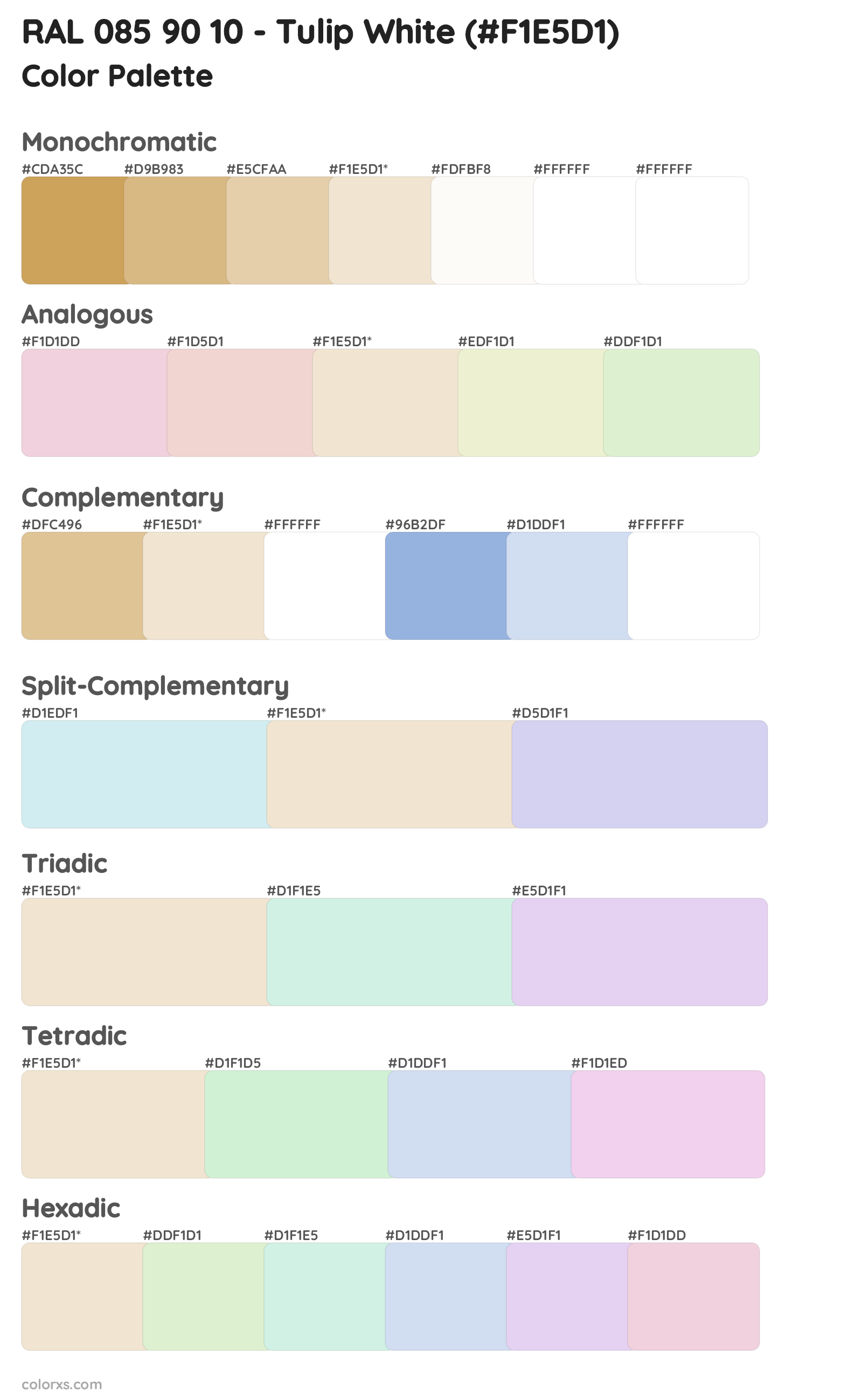 RAL 085 90 10 - Tulip White Color Scheme Palettes