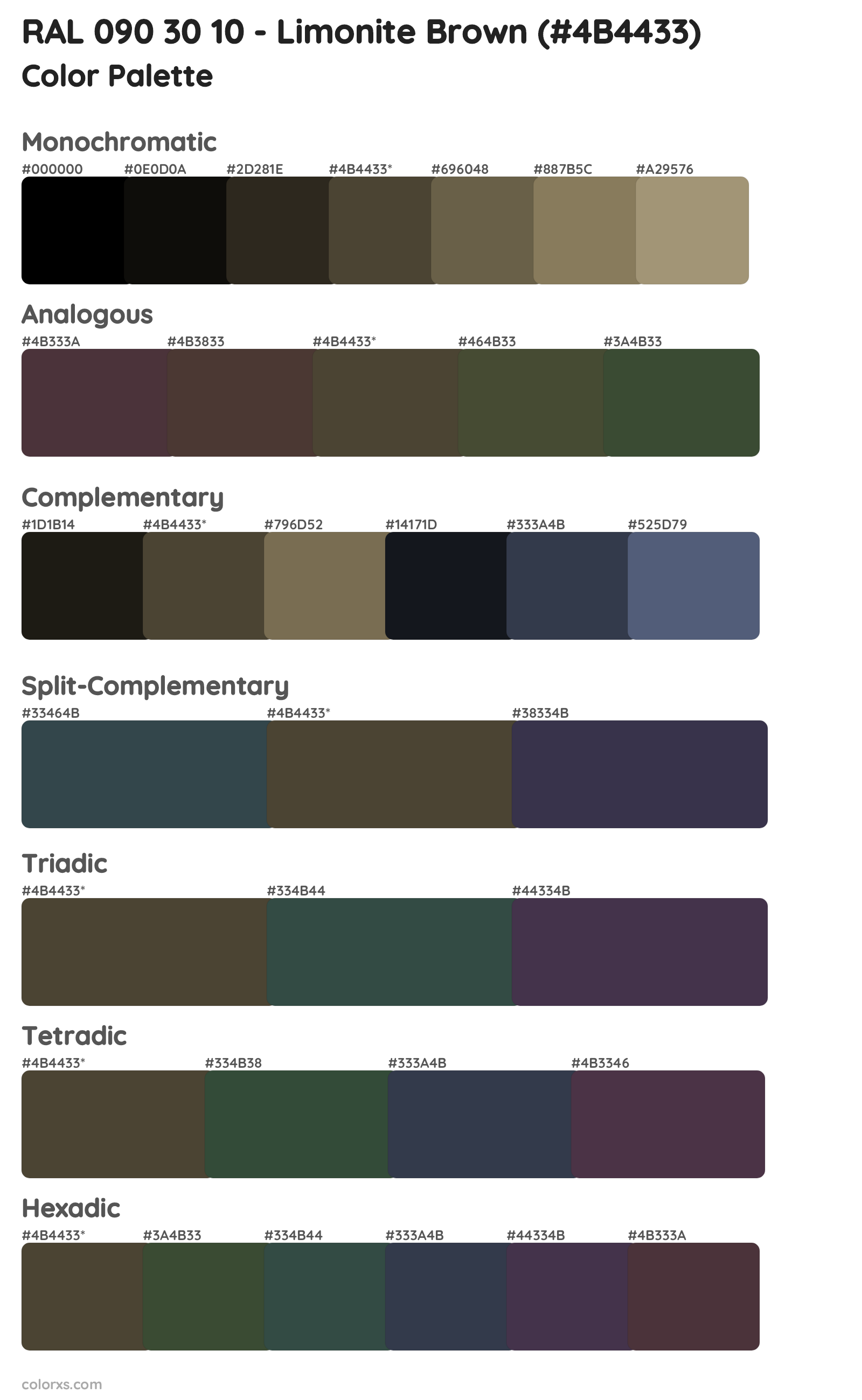 RAL 090 30 10 - Limonite Brown Color Scheme Palettes