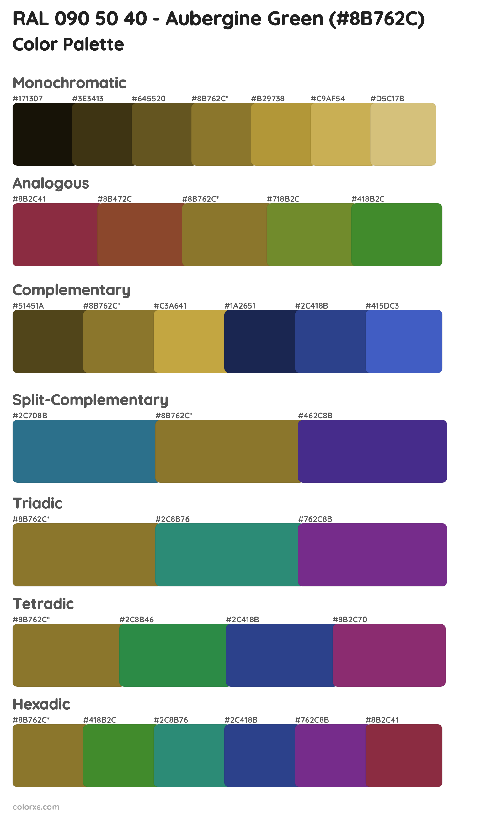 RAL 090 50 40 - Aubergine Green Color Scheme Palettes