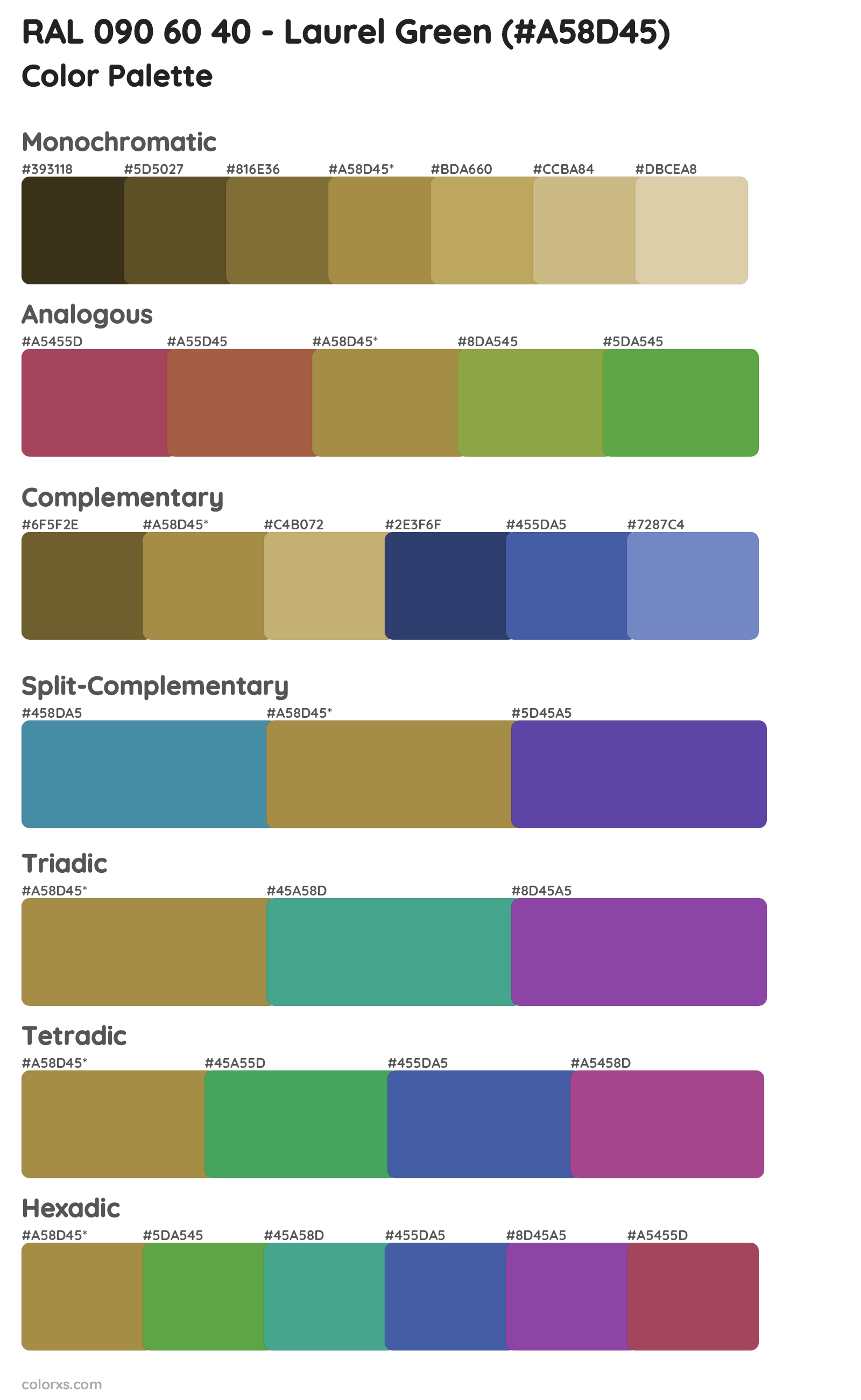 RAL 090 60 40 - Laurel Green Color Scheme Palettes